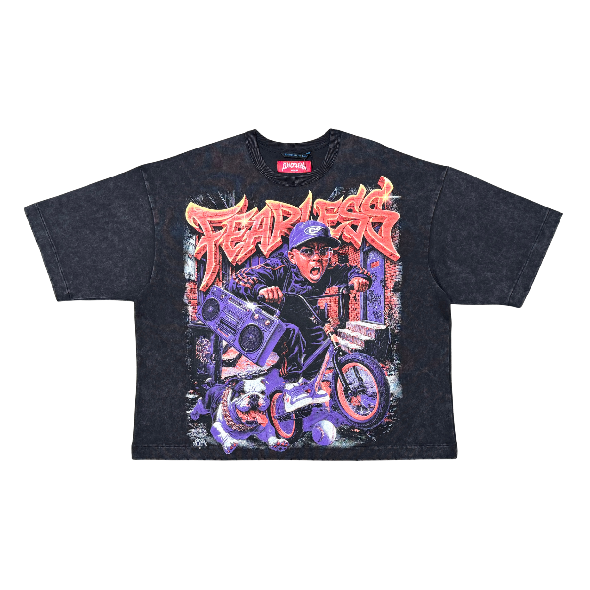 CHOSEN Fearless Boy Tee in black with bold graphic design and classic short sleeve fit