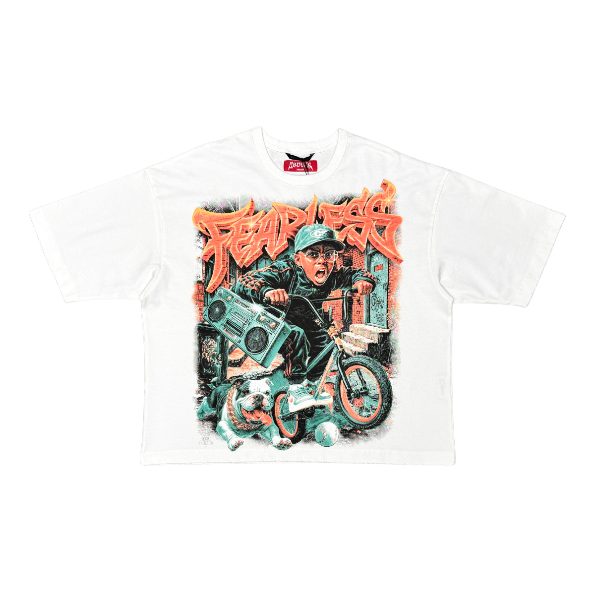 CHOSEN Fearless Boy Tee in white with bold graphic design and classic short sleeve fit