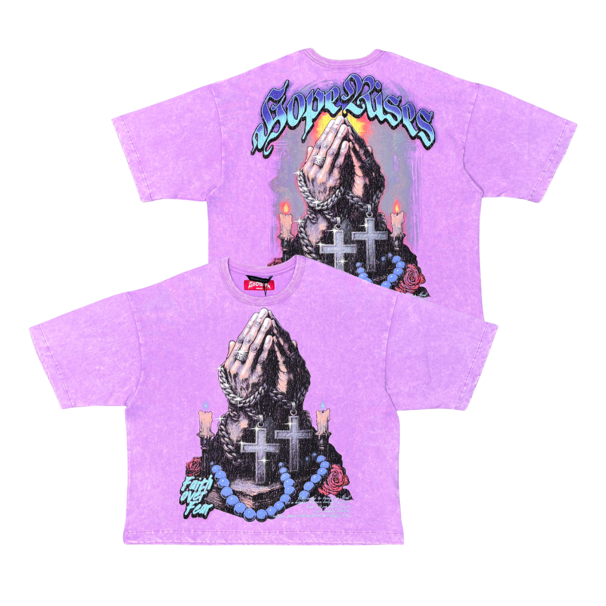 CHOSEN Hope Rises violet T-shirt with bold graphic design and short sleeve casual fit