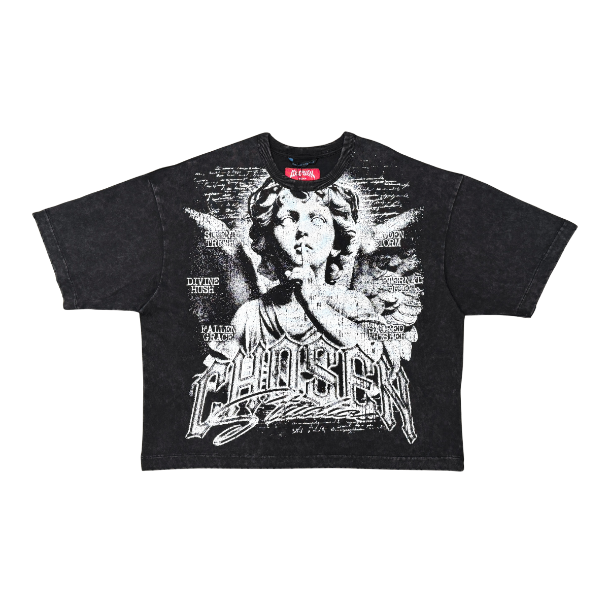 CHOSEN Hush Tee in black with minimal design and classic short sleeve fit