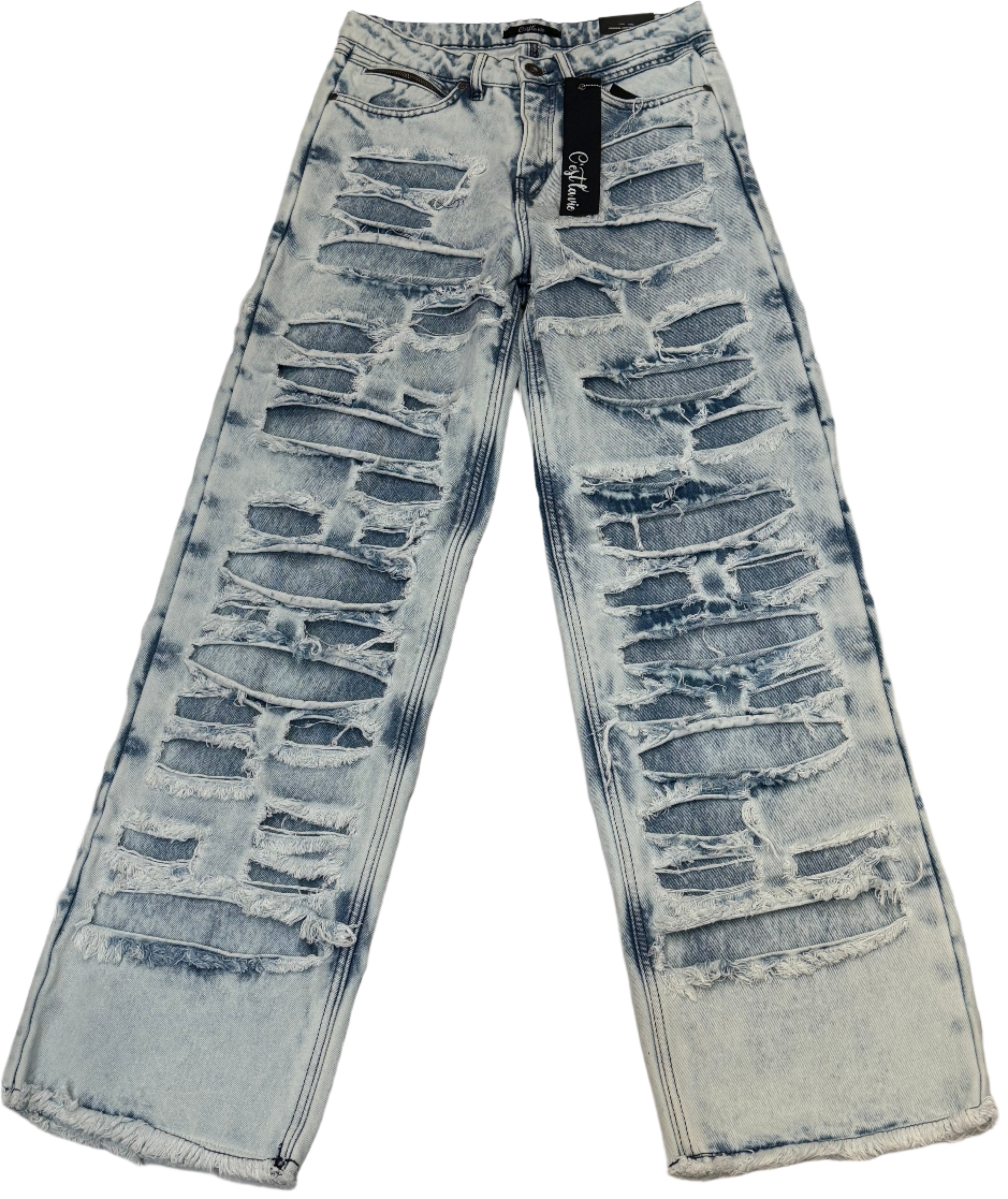 CV Double Panned Wide Denim in Light Wash – men’s wide-leg jeans with double-panel design and vintage finish

