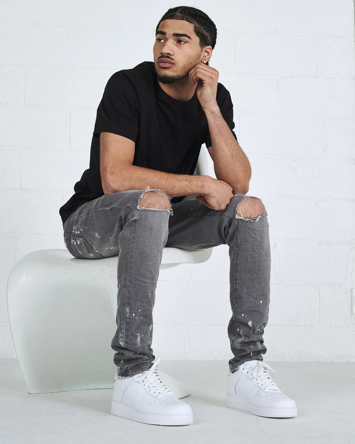 P001 Worn Grey Knee Slit (Grey) - P001-WGKS122