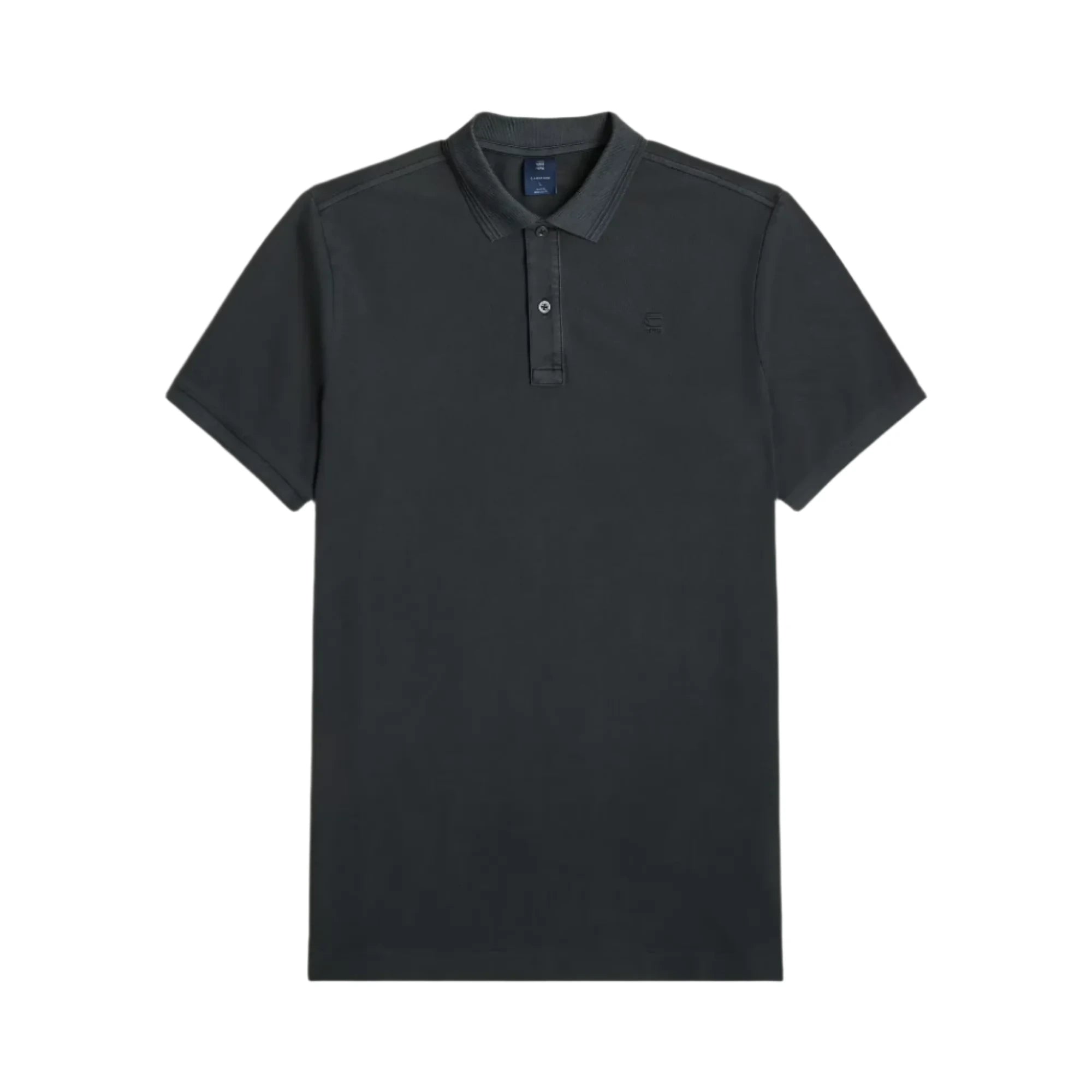Black polo shirt on a light gray background