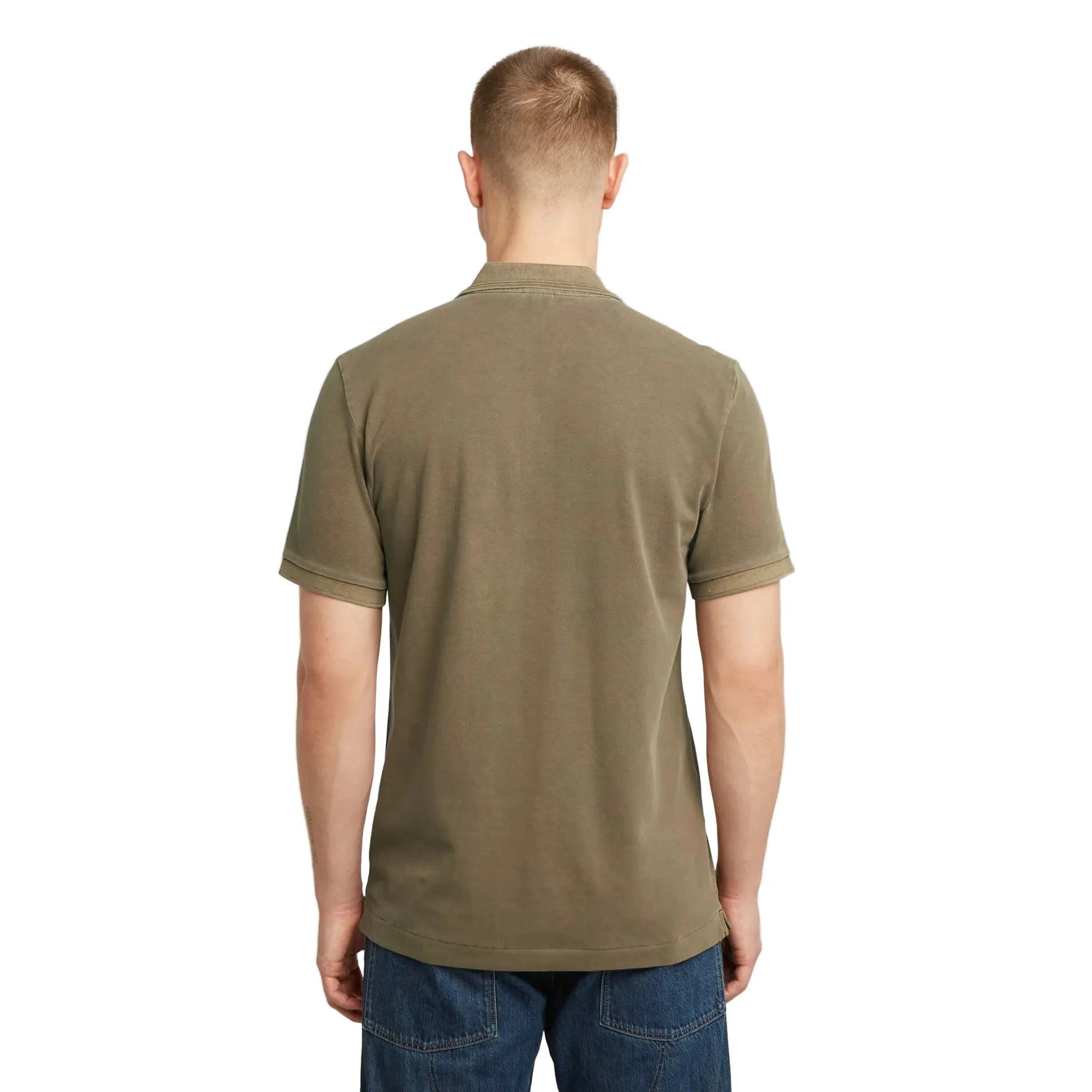 G-Star Dunda Overdyed Slim Polo in Desert Palm GD with button closure and slim fit.