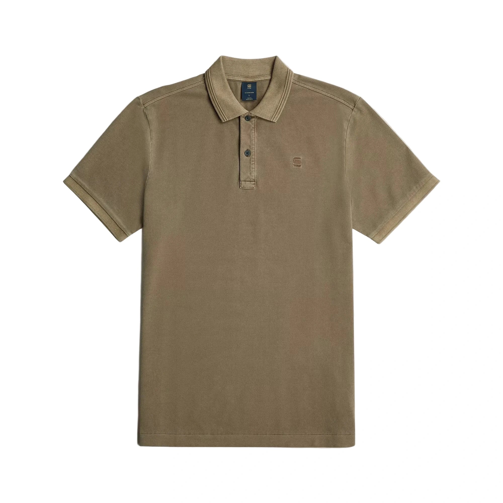 G-Star Dunda Overdyed Slim Polo in Desert Palm GD with button closure and slim fit.