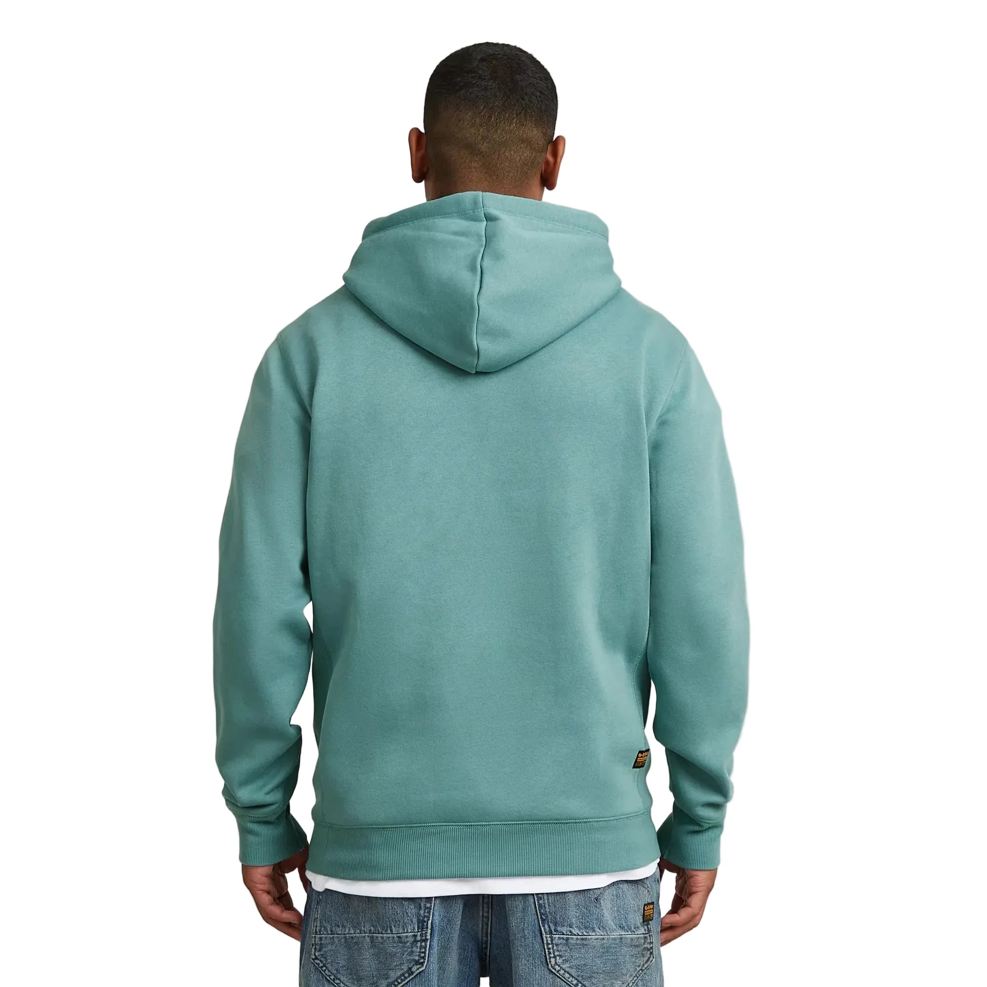 G-Star Premium Core hoodie with crossover hood design, ribbed inset detail, and heavyweight fabric