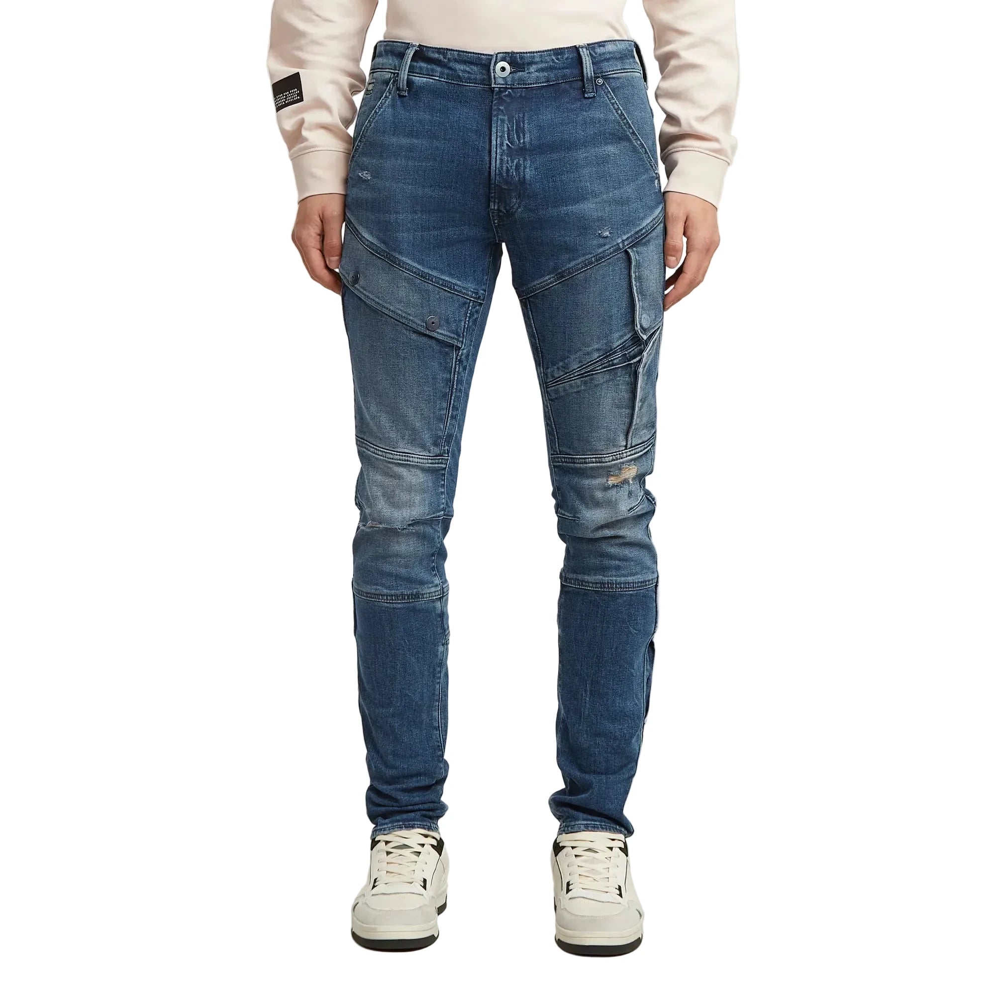 G-Star Airblaze 3D Skinny Jeans in dark blue with a skinny fit and worn-in mountain dusk destroyed finish.