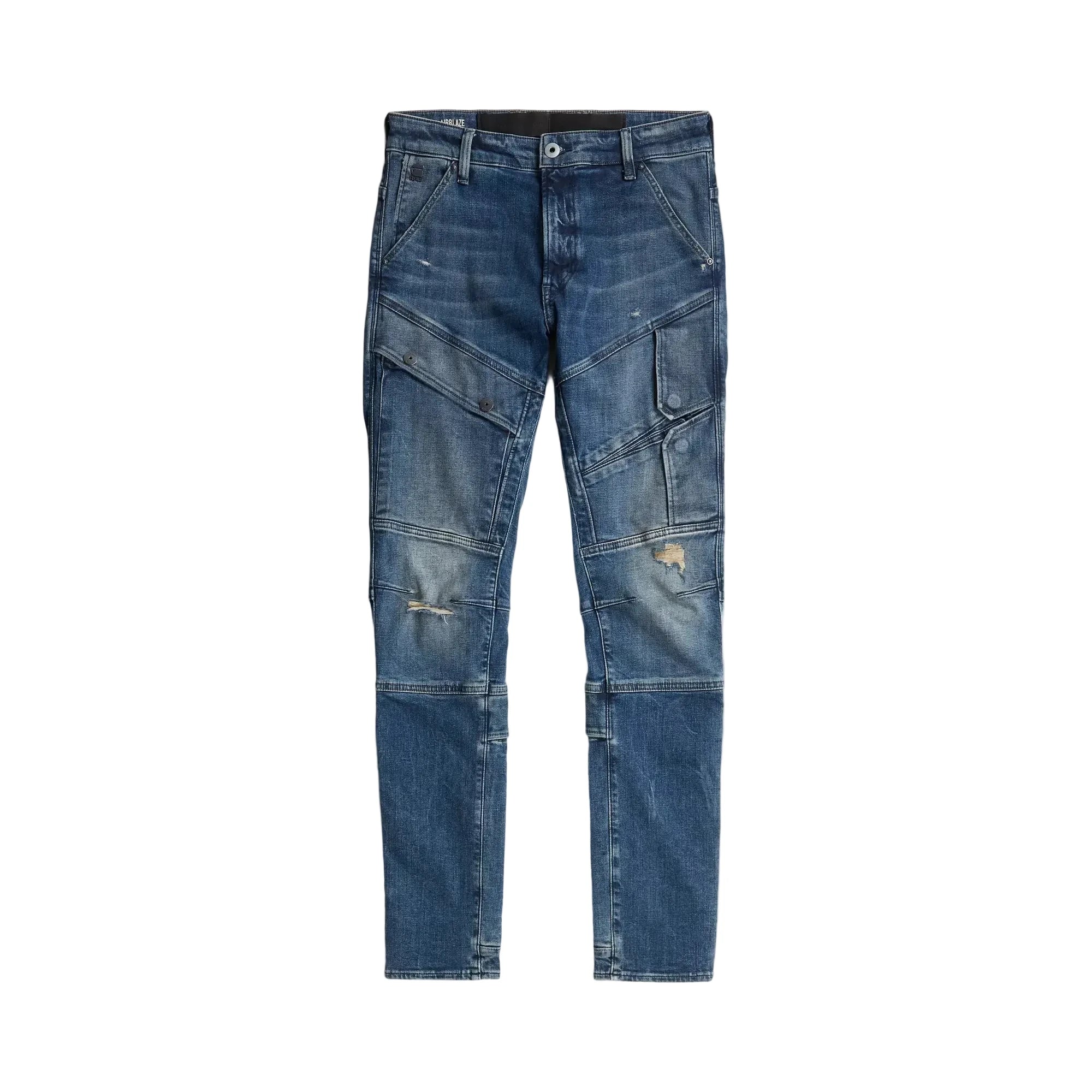 G-Star Airblaze 3D Skinny Jeans in dark blue with a skinny fit and worn-in mountain dusk destroyed finish.