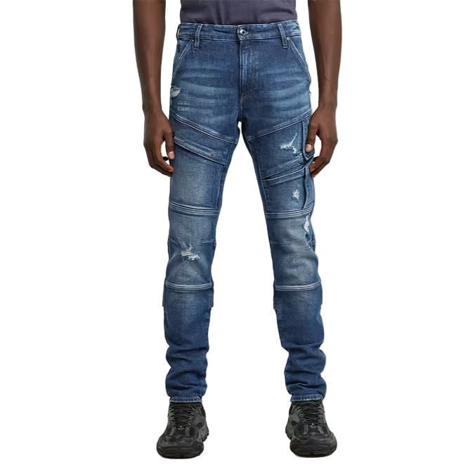 Airblaze 3D Skinny Jeans in Antique Faded Rainstorm Destroyed with 3D construction and reinforced stitching