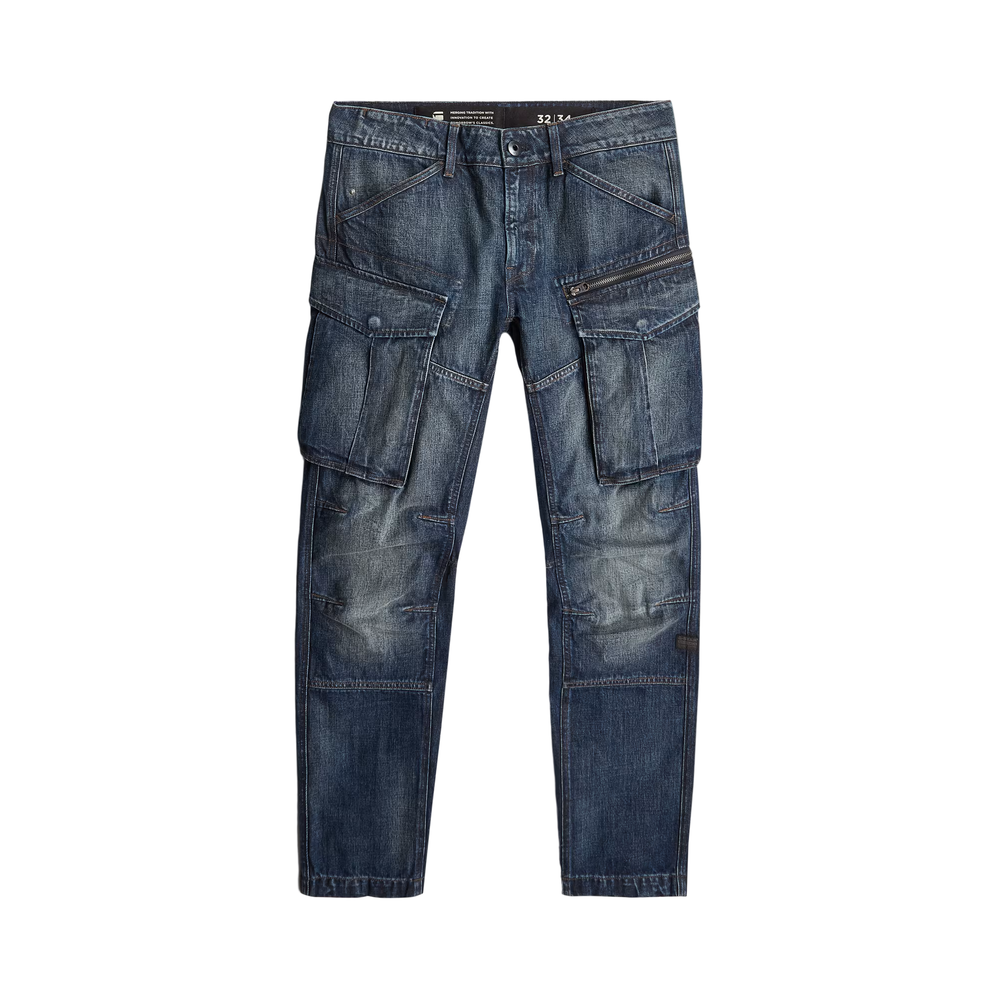 Rovic Zip 3D Regular Tapered Jeans in Blue with low waist and tapered leg