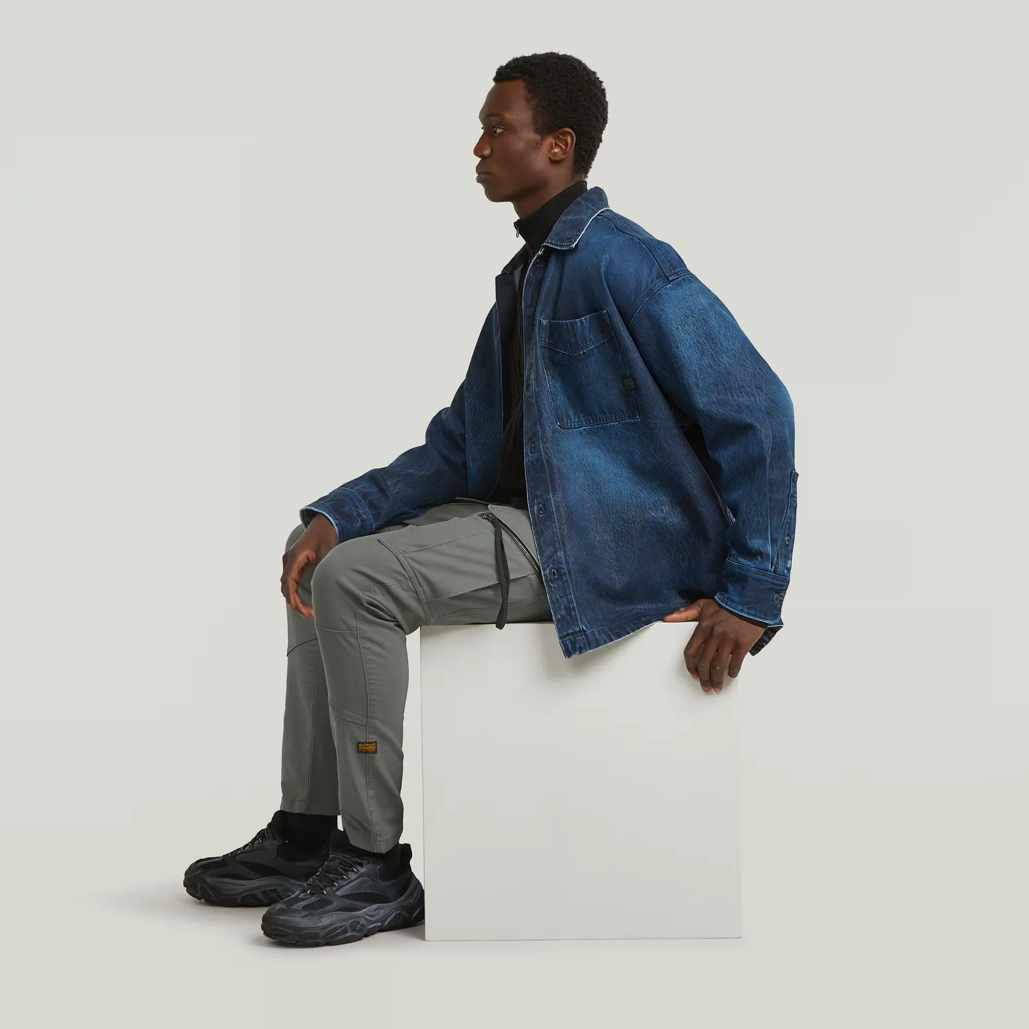 G-Star Cargo Pant 2.0 Zip Pocket 3D in GS Grey with skinny fit and multiple zip pockets.