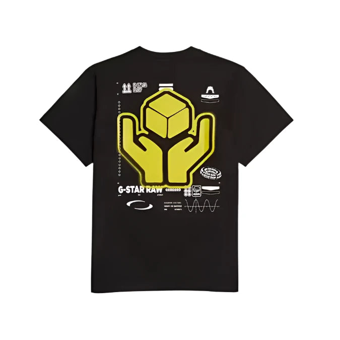 G-Star RAW Back Graphic T-Shirt in Dark Black – Loose Fit Organic Cotton Tee