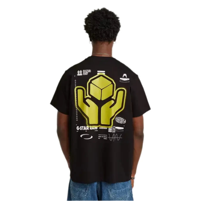 G-Star RAW Back Graphic T-Shirt in Dark Black – Loose Fit Organic Cotton Tee