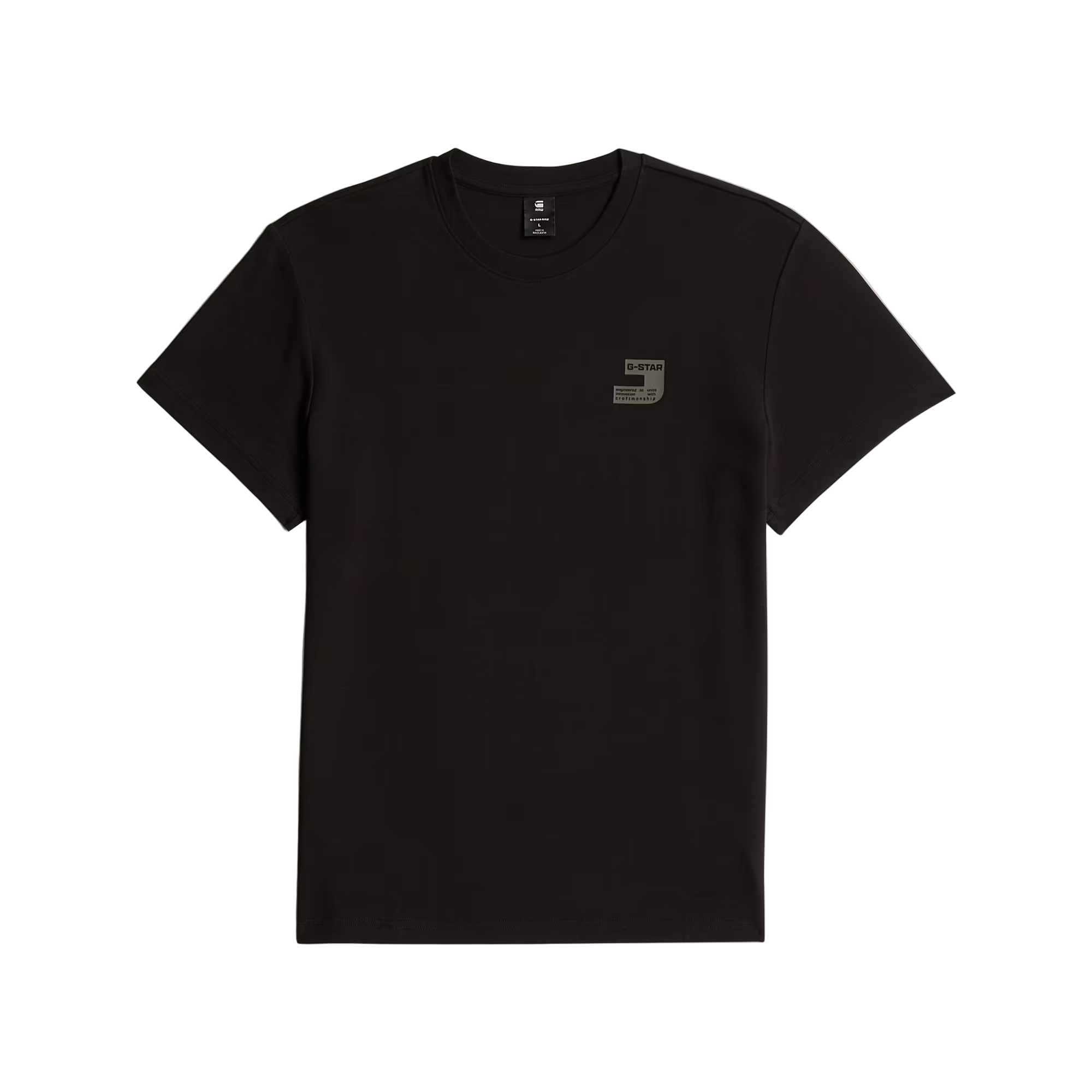  Dark black regular fit T-shirt with round neck and chest logo graphic