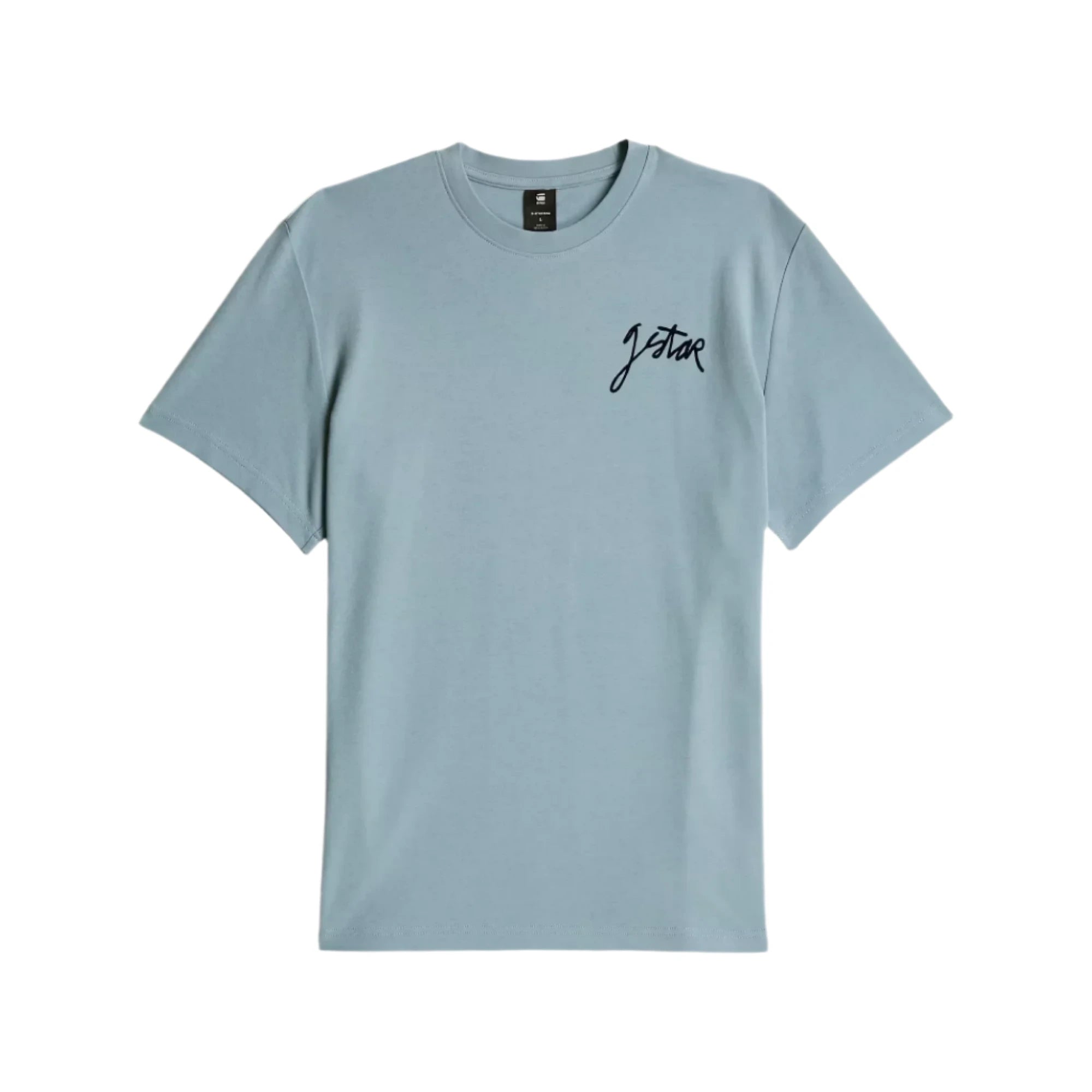 Light blue t-shirt with 'gstar' logo on a gray background