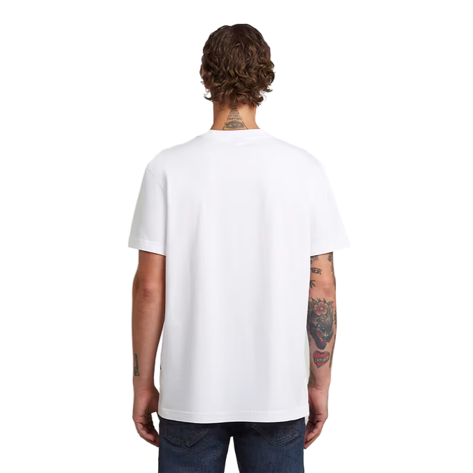  White regular fit T-shirt with bold front graphic print and round neck