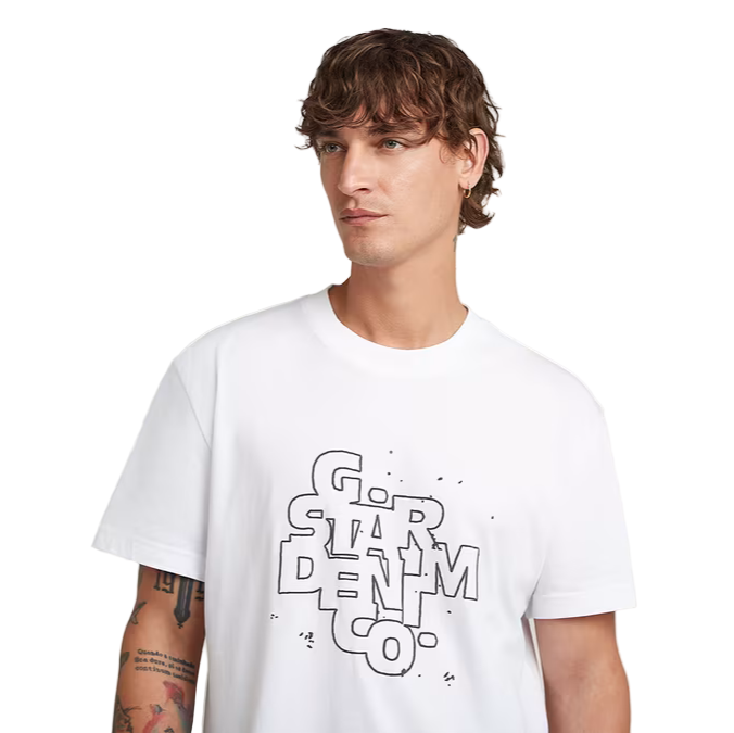  White regular fit T-shirt with bold front graphic print and round neck