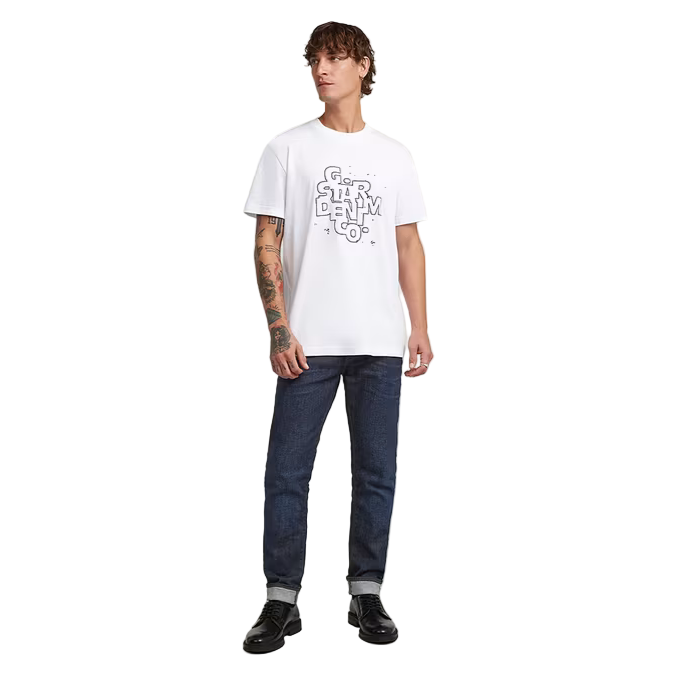  White regular fit T-shirt with bold front graphic print and round neck