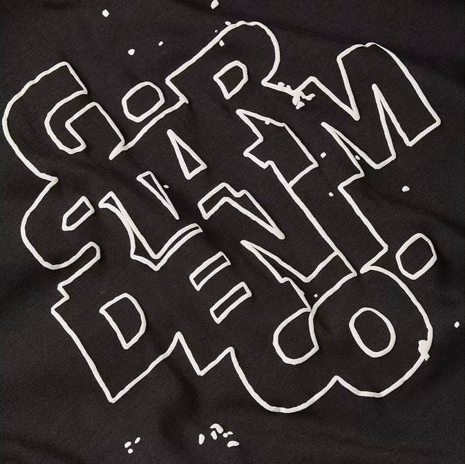  Dark black regular fit T-shirt with straight hem and bold front graphic print