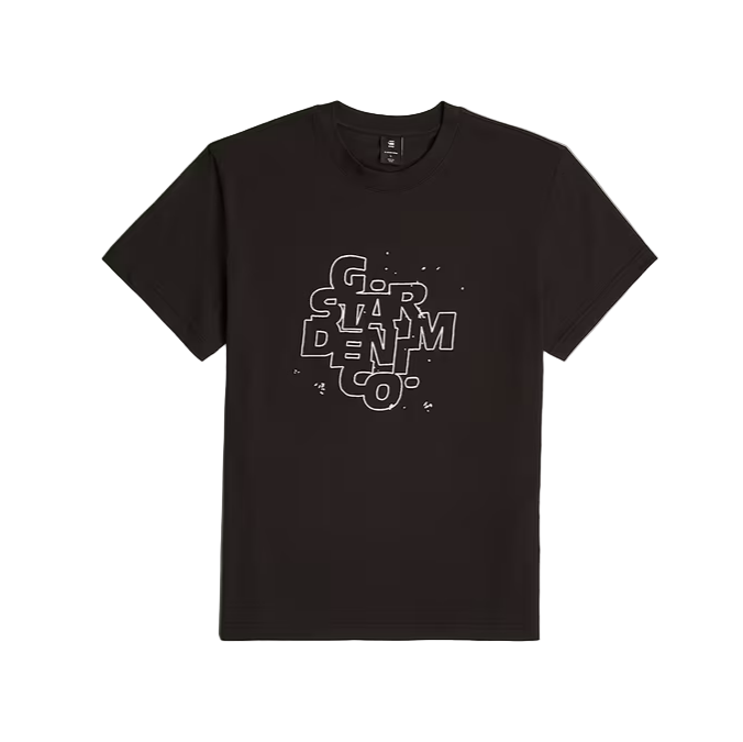  Dark black regular fit T-shirt with straight hem and bold front graphic print