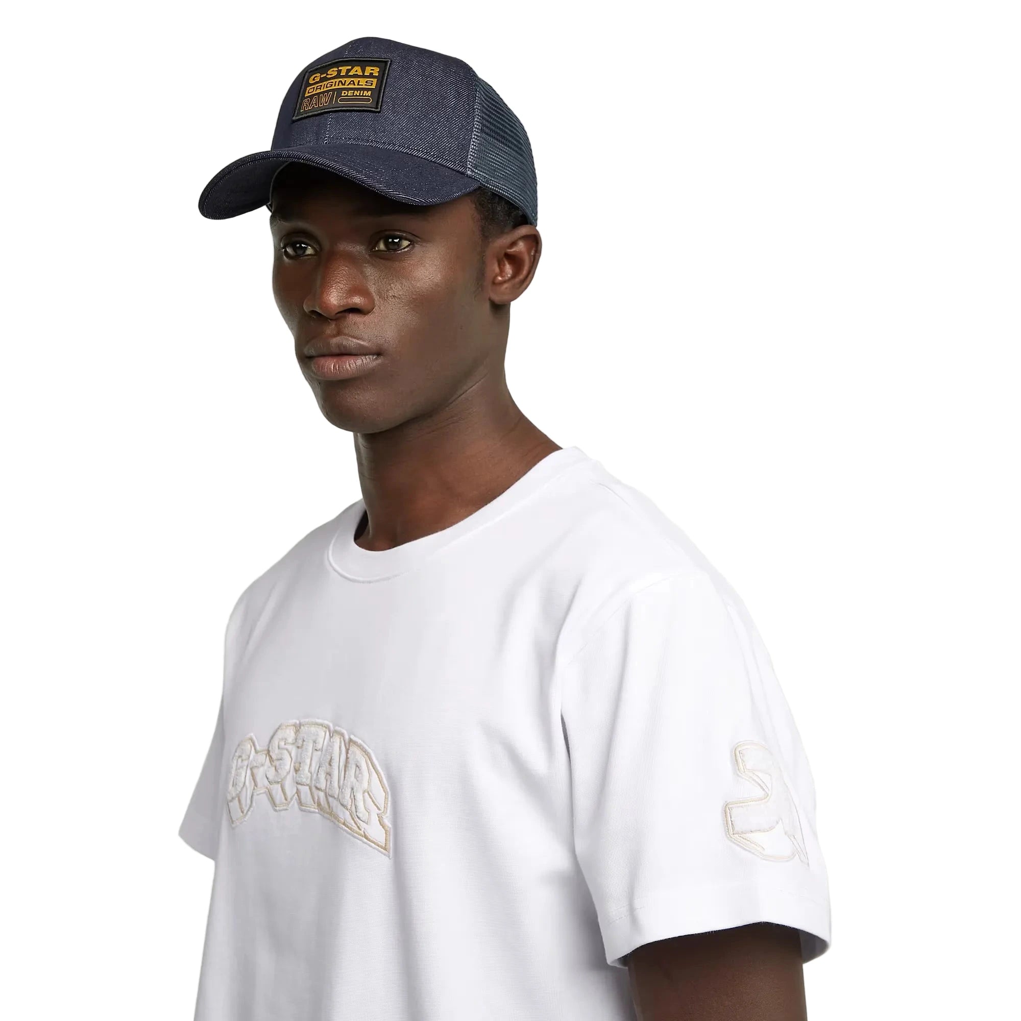 PATCHES Loose T-Shirt in white with graphic front, round neckline, and short sleeves