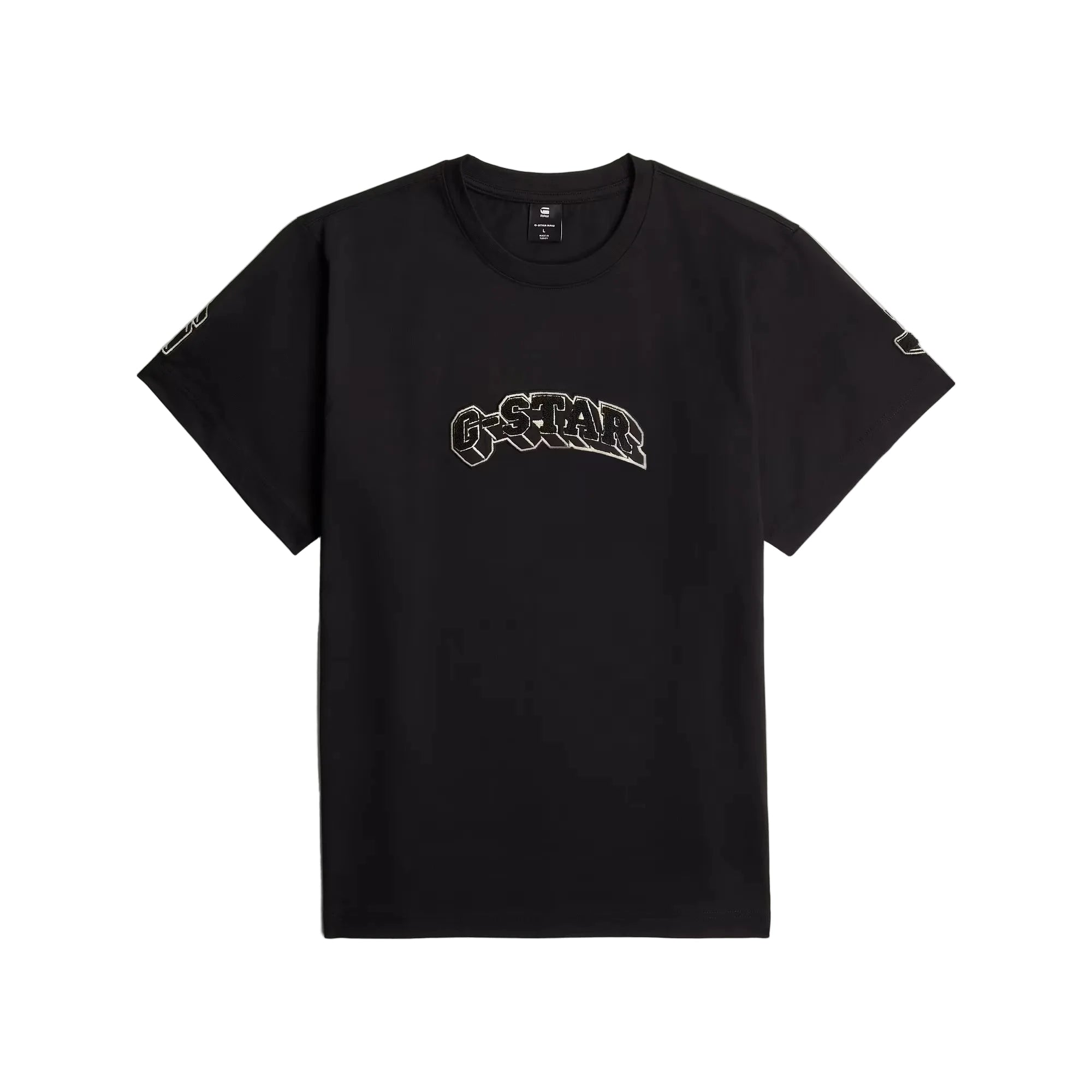 G-Star Patches Loose T-Shirt in Dark Black with front and sleeve graphic details