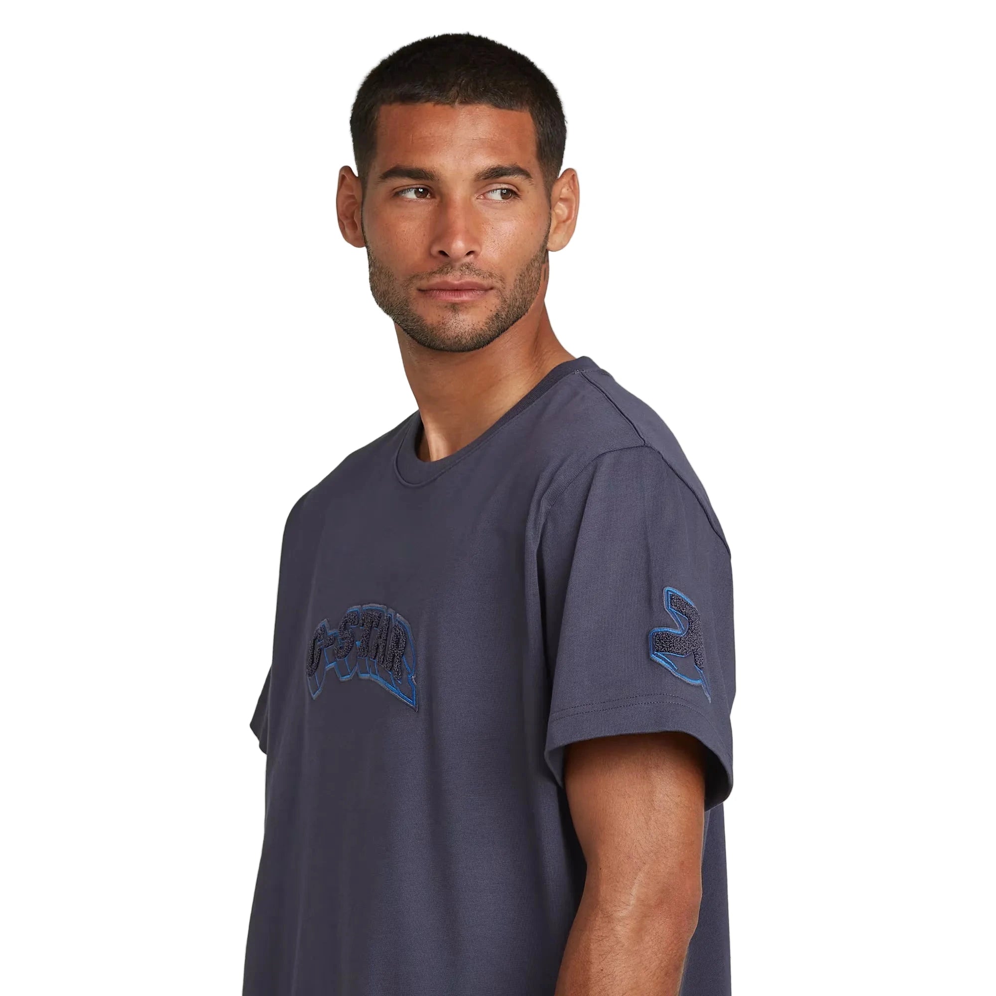 G-Star Patches Loose T-Shirt in India Ink with relaxed fit and graphic design on front and sleeves