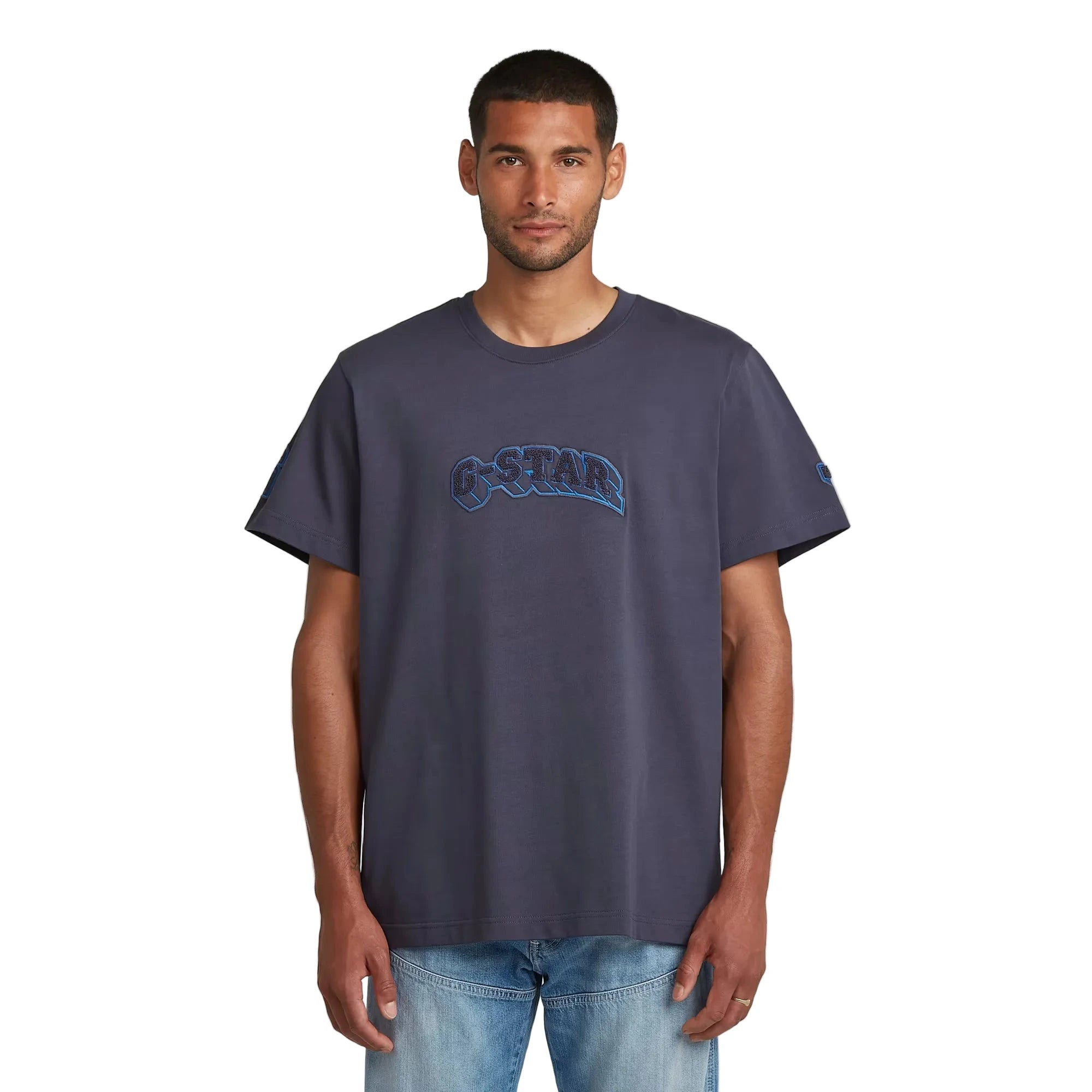 G-Star Patches Loose T-Shirt in India Ink with relaxed fit and graphic design on front and sleeves