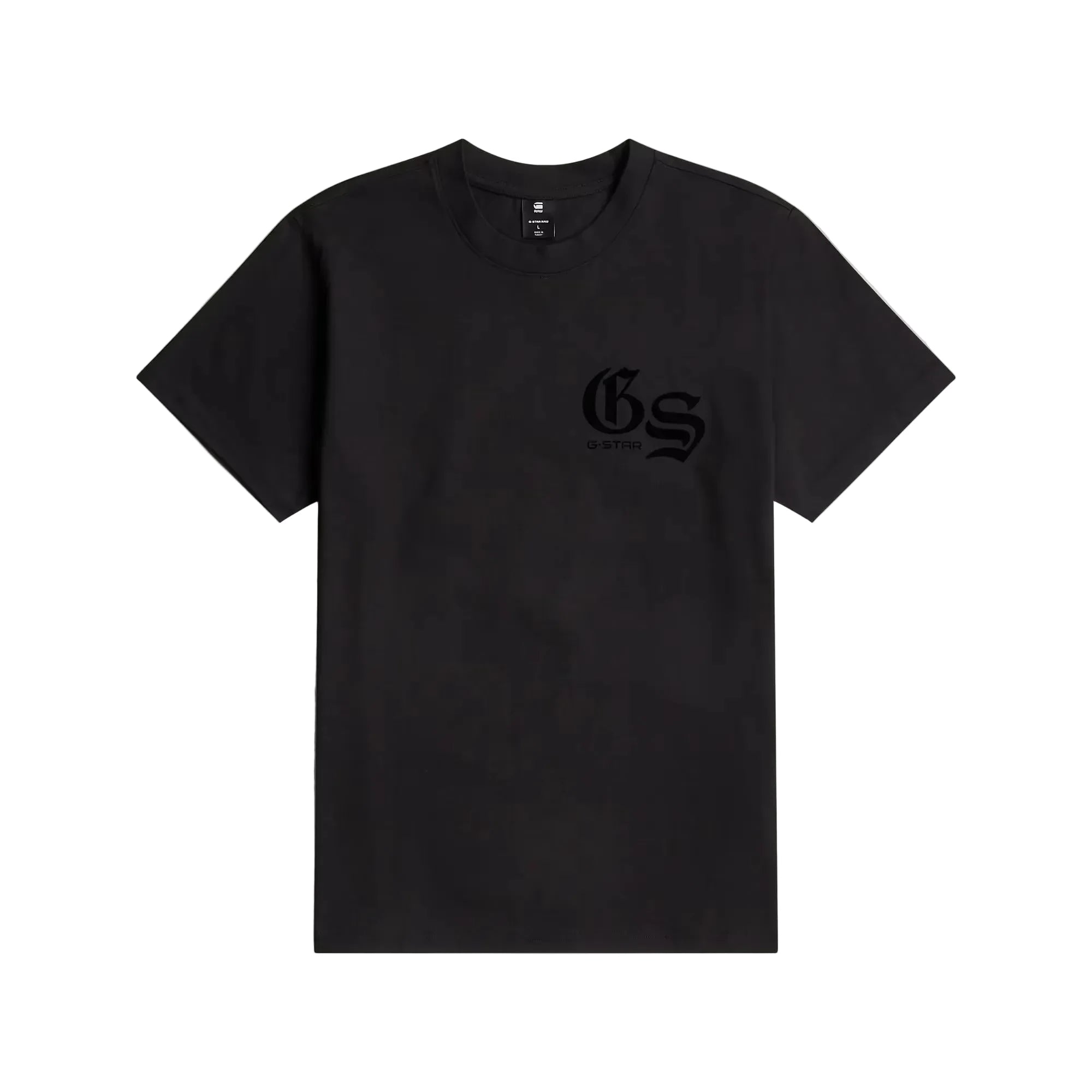 Flock Back Loose T-shirt in dark black with a bold graphic design on the back.