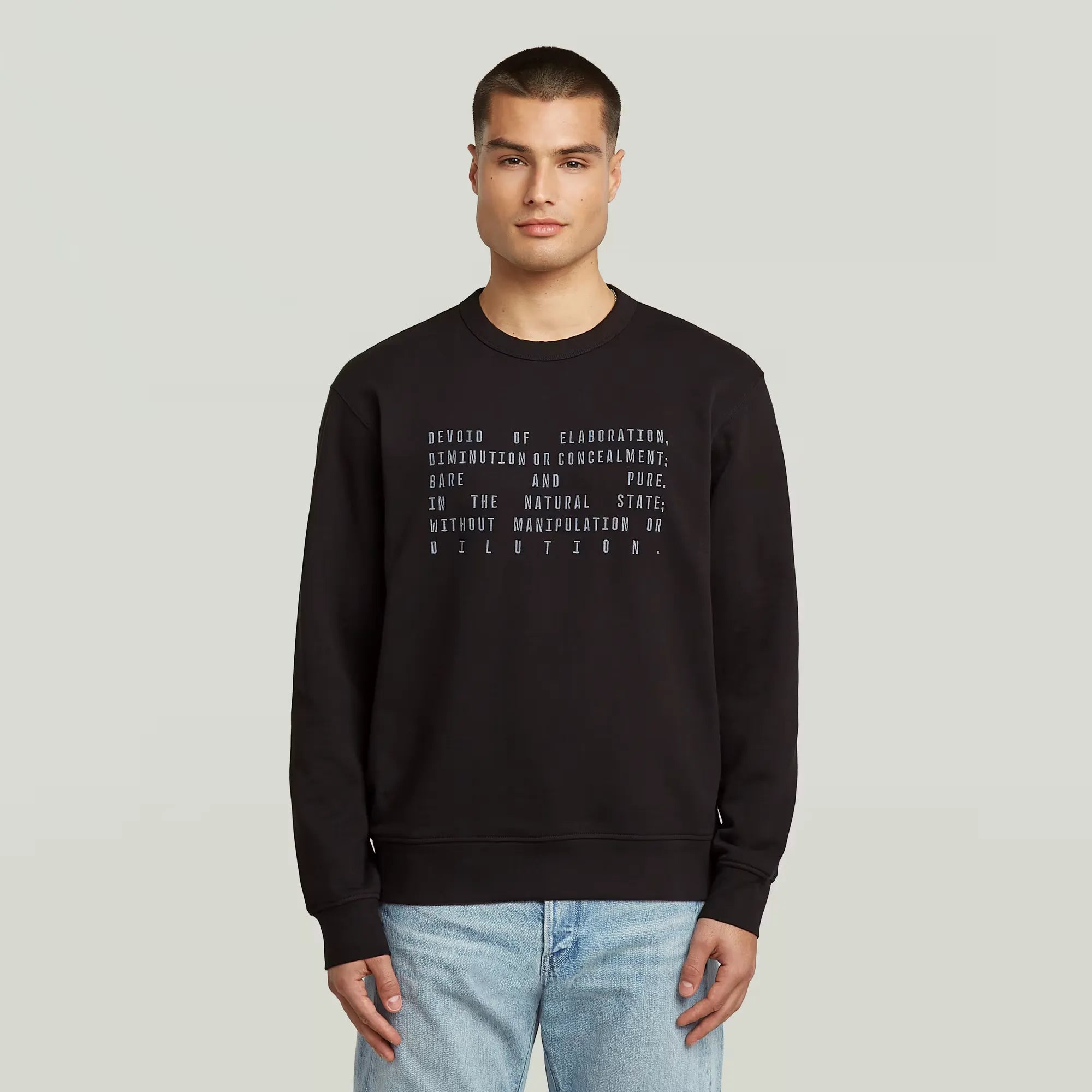 G-Star RAW Text Graphic Sweater in Dark Black with bold front text design