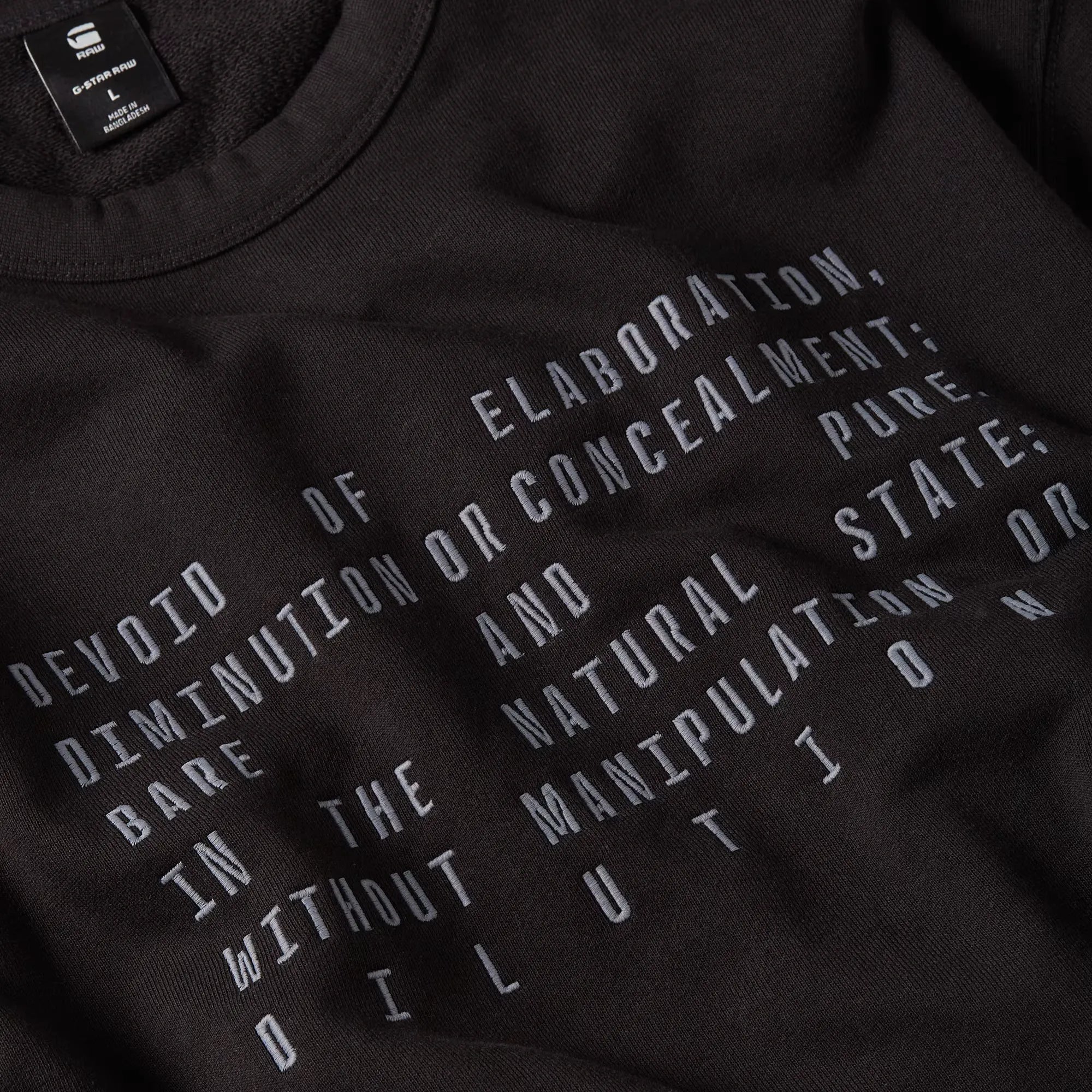 G-Star RAW Text Graphic Sweater in Dark Black with bold front text design