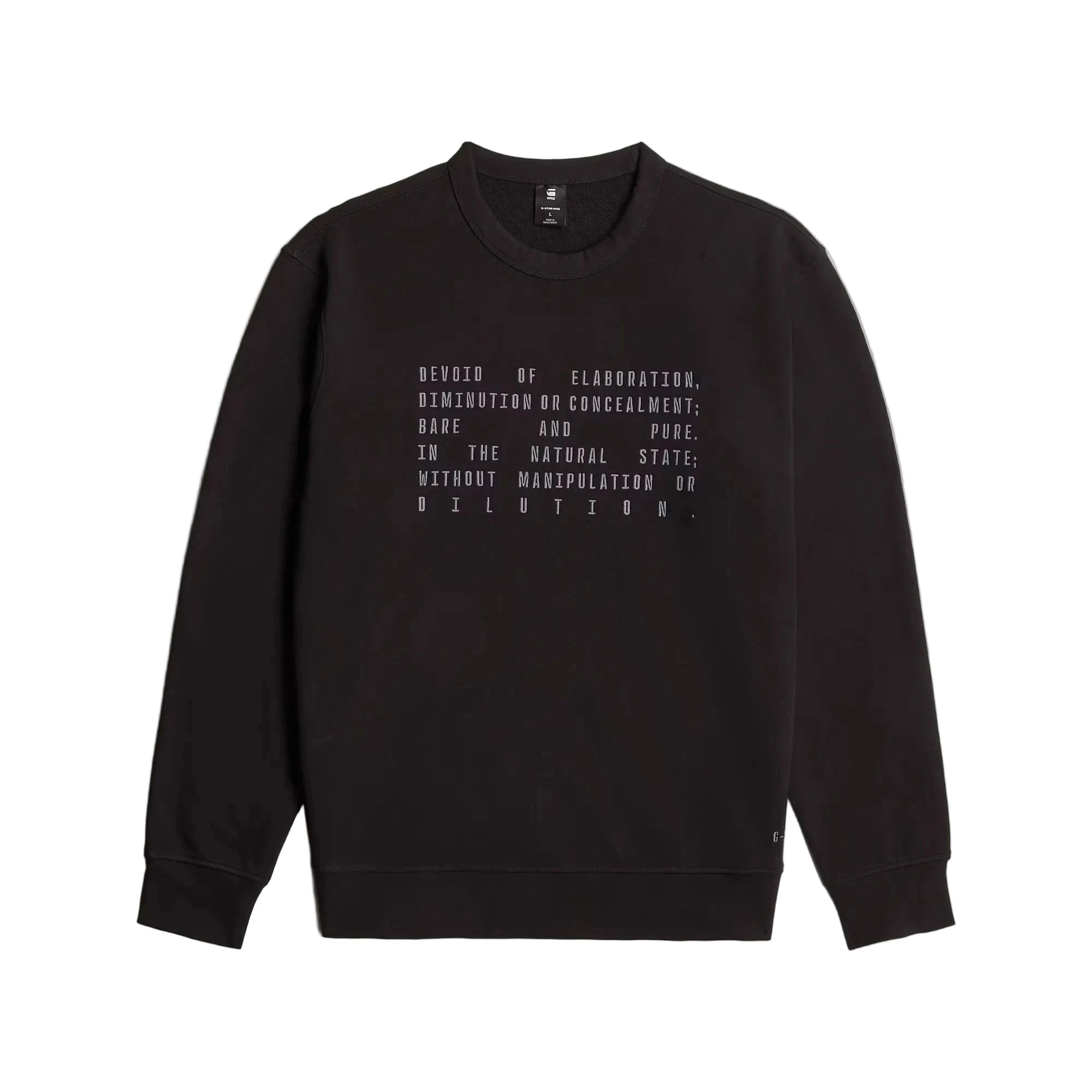 G-Star RAW Text Graphic Sweater in Dark Black with bold front text design