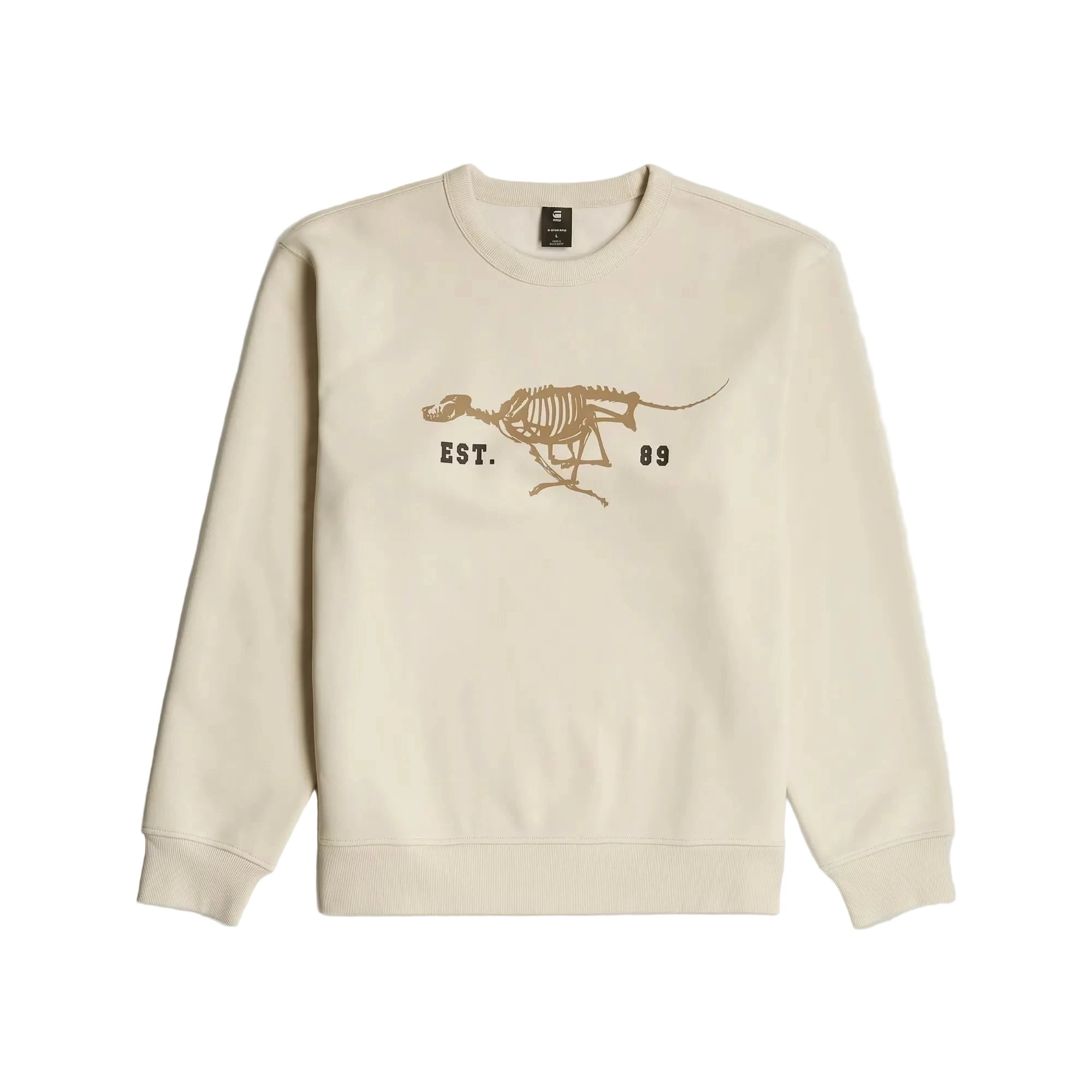 G-Star Running Dog Back Graphic Sweater in dark black with front and back graphic prints, round neckline, and ribbed edges.