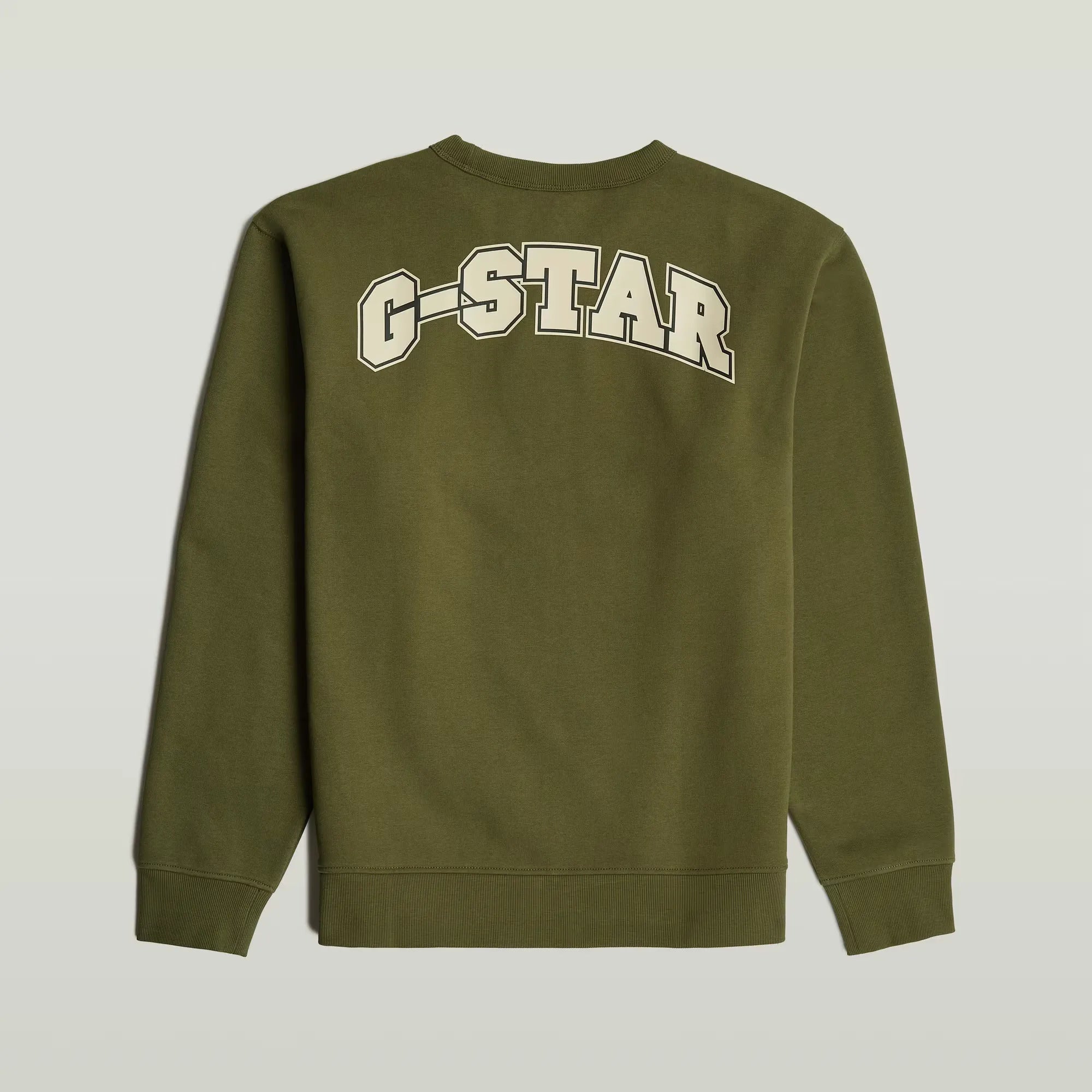 G-Star Running Dog Back Graphic Sweater in dark black with front and back graphic prints, round neckline, and ribbed edges.