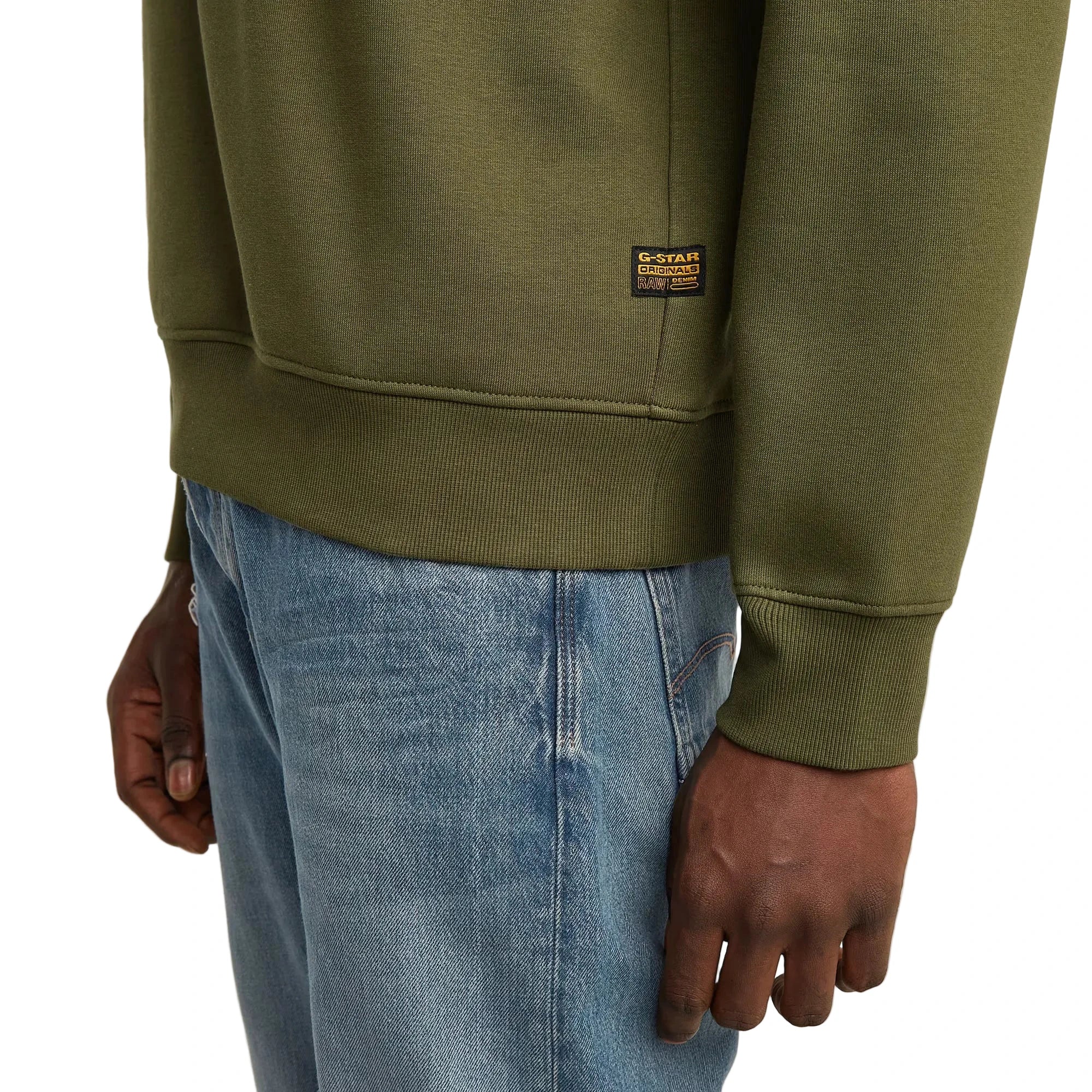 G-Star Running Dog Back Graphic Sweater in dark black with front and back graphic prints, round neckline, and ribbed edges.