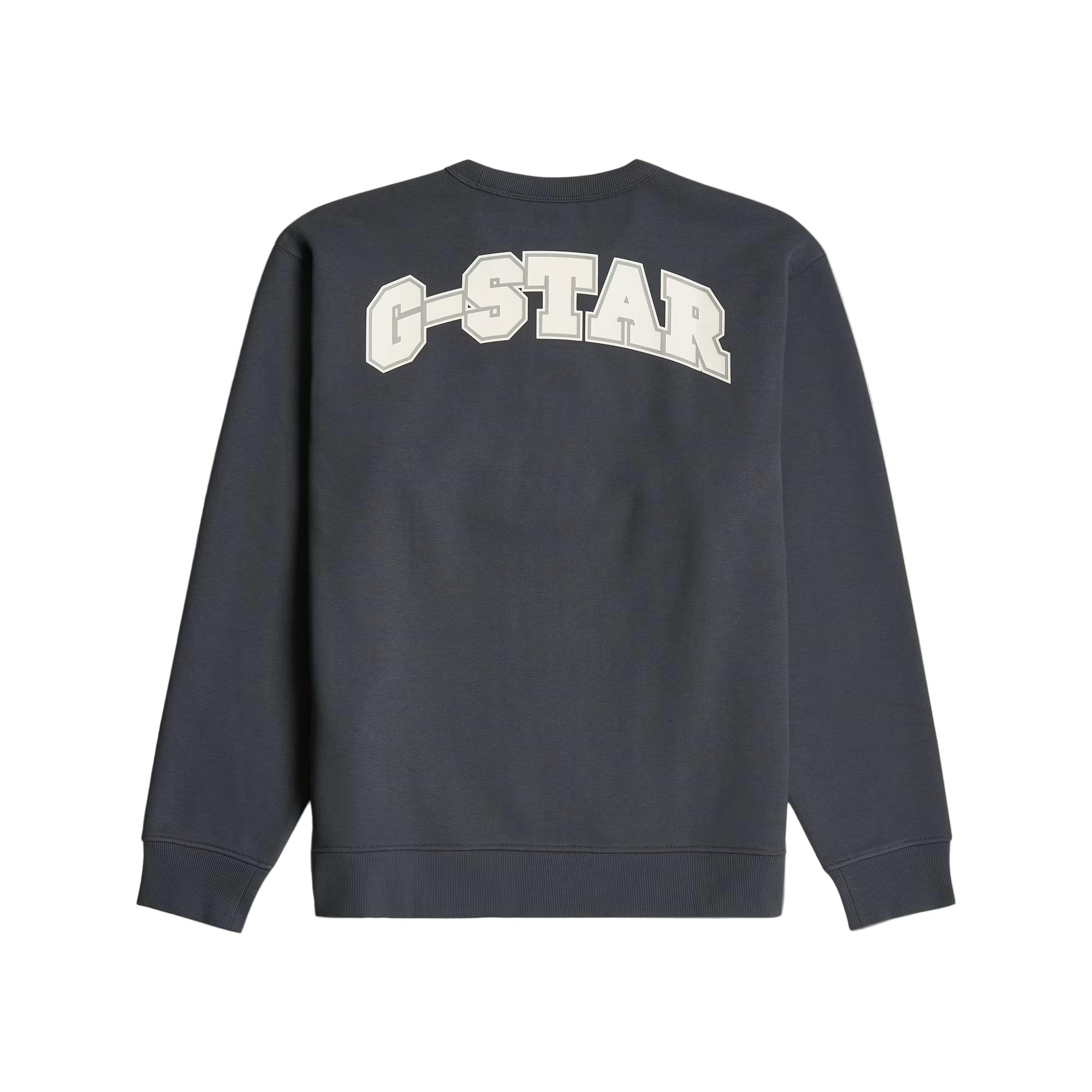 G-Star Running Dog Back Graphic Sweater in dark black with front and back graphic prints, round neckline, and ribbed edges.