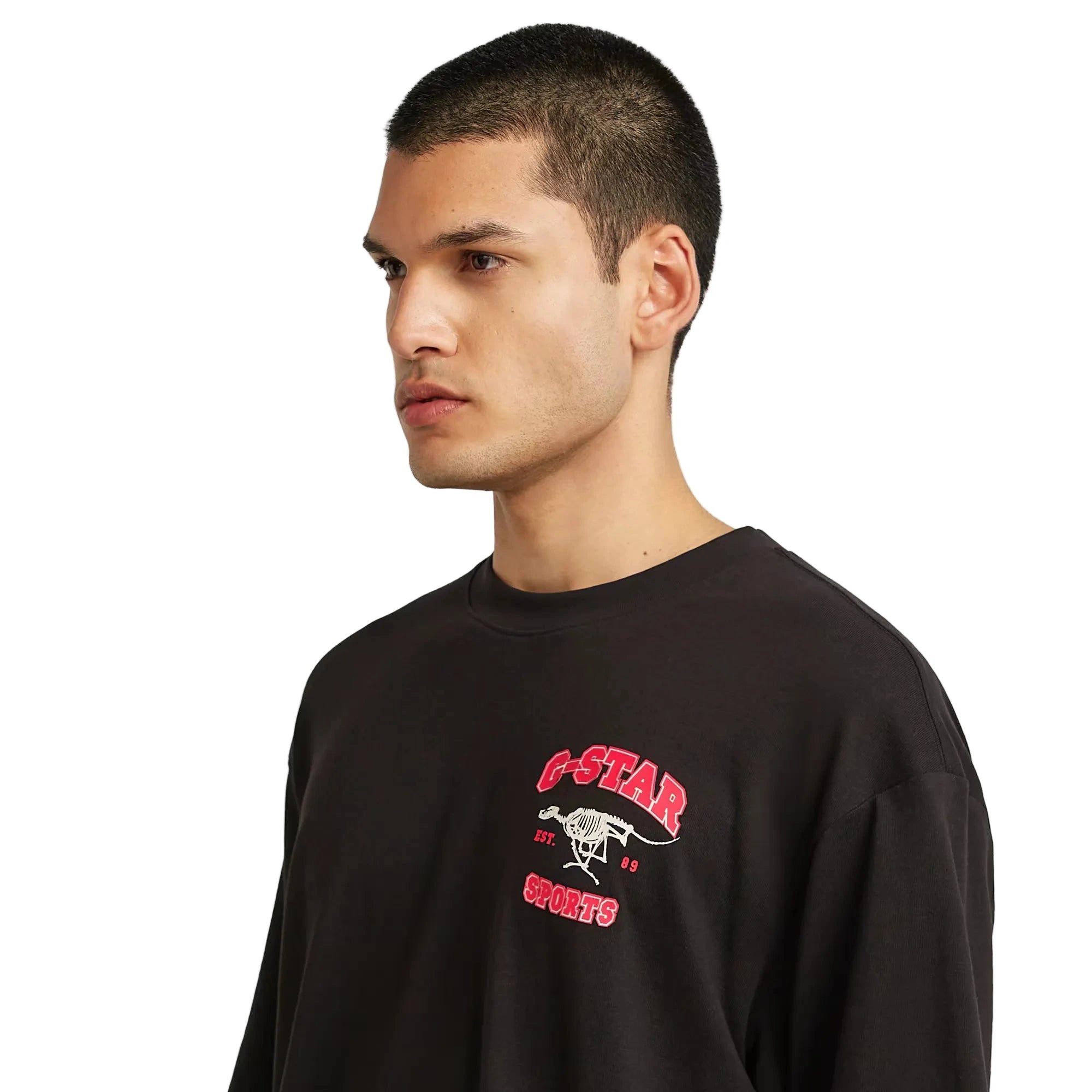 G-Star Running Dog Back Boxy T-Shirt in black with oversized fit and bold back graphic print.