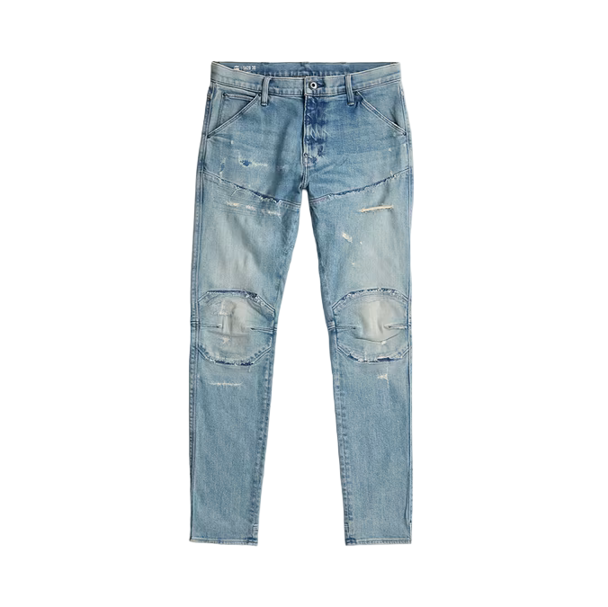  5620 3D Skinny Jeans in Vintage Rainstorm Restored with articulated knees and reinforced stitching