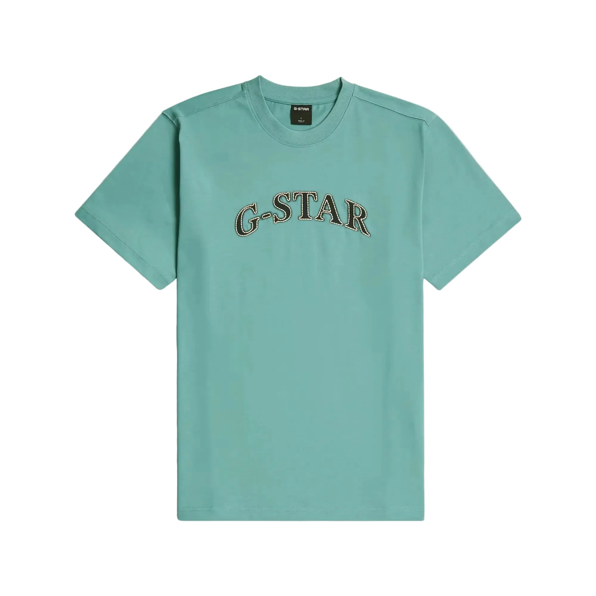 G-Star Dial Graphic Tee in mineral blue with round neck, short sleeves, and lightweight organic cotton fabric