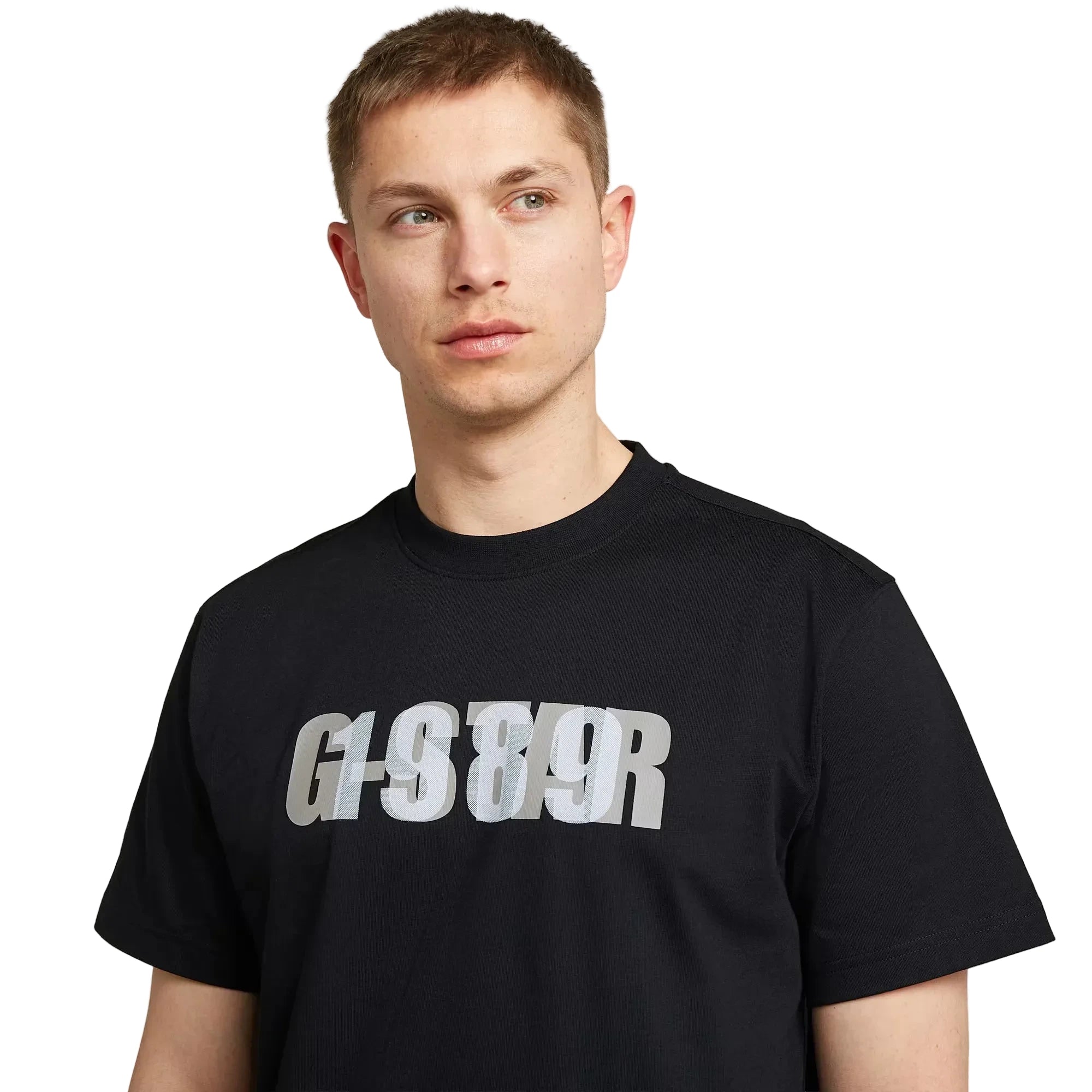 G-Star RAW 1989 graphic T-shirt in dark black with round neck, short sleeves, and lightweight organic cotton fabric