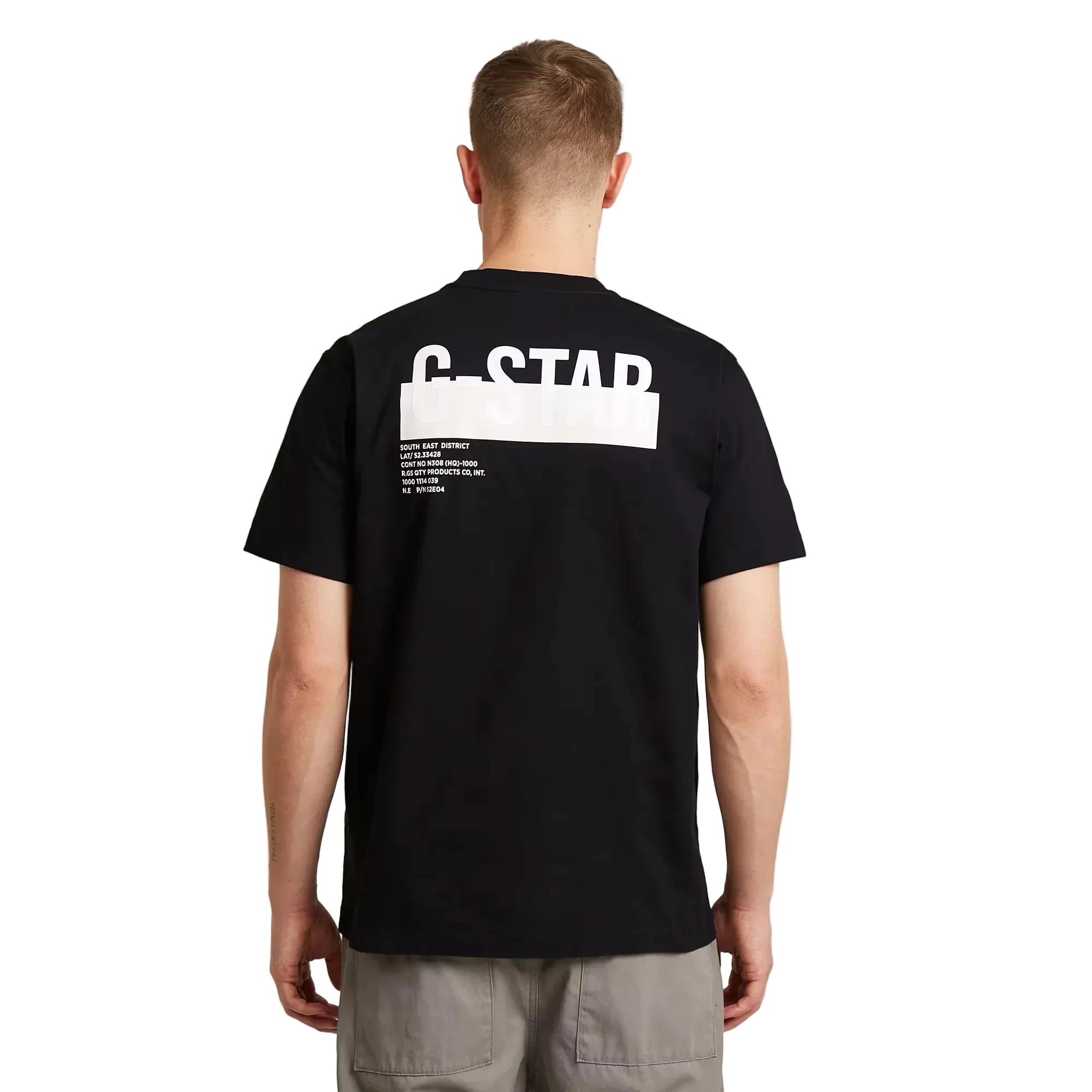 G-Star Back HD Print Tee with round neck, short sleeves, and lightweight organic cotton construction