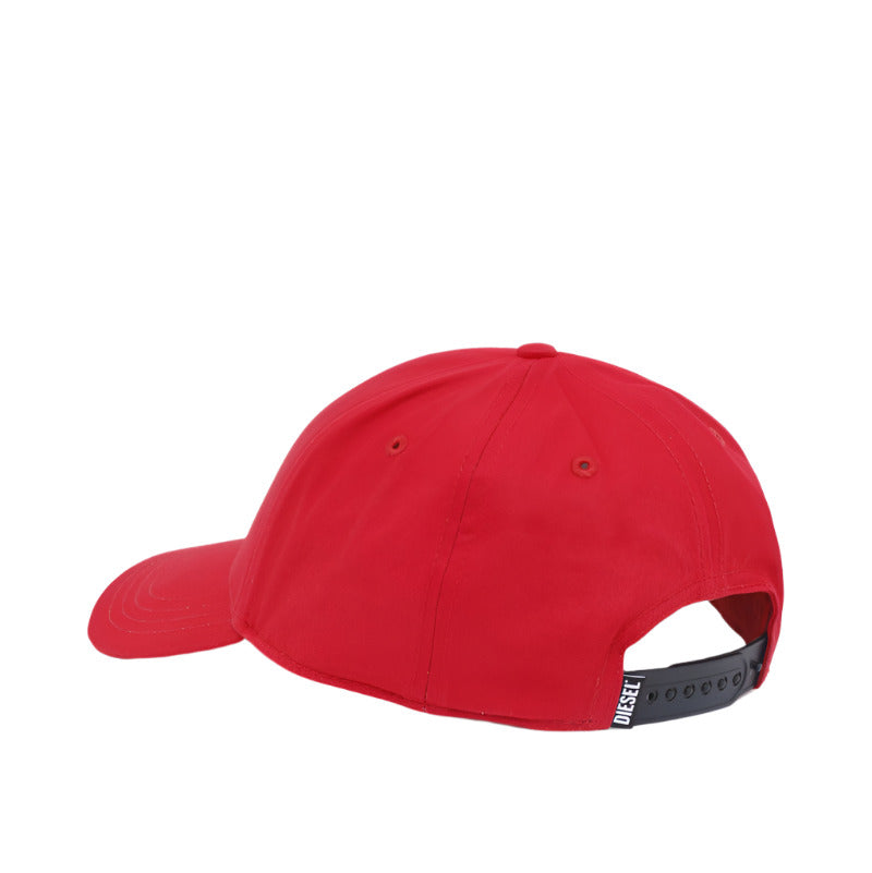 diesel cotton cap with front logo patch and adjustable strap back laid flat