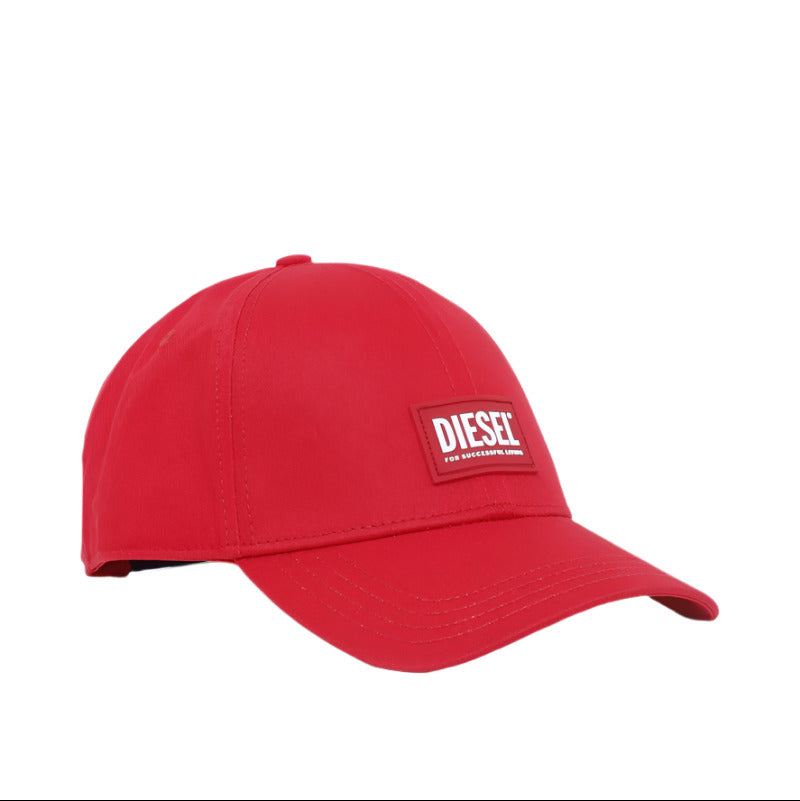 diesel cotton cap with front logo patch and adjustable strap back laid flat