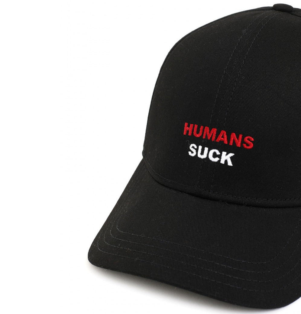 diesel c-hurt cotton twill baseball cap with humans suck embroidery on front and adjustable strap