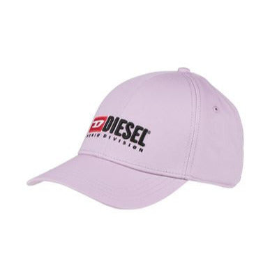 diesel denim division cotton twill baseball hat with faded finish and embroidered logo laid flat