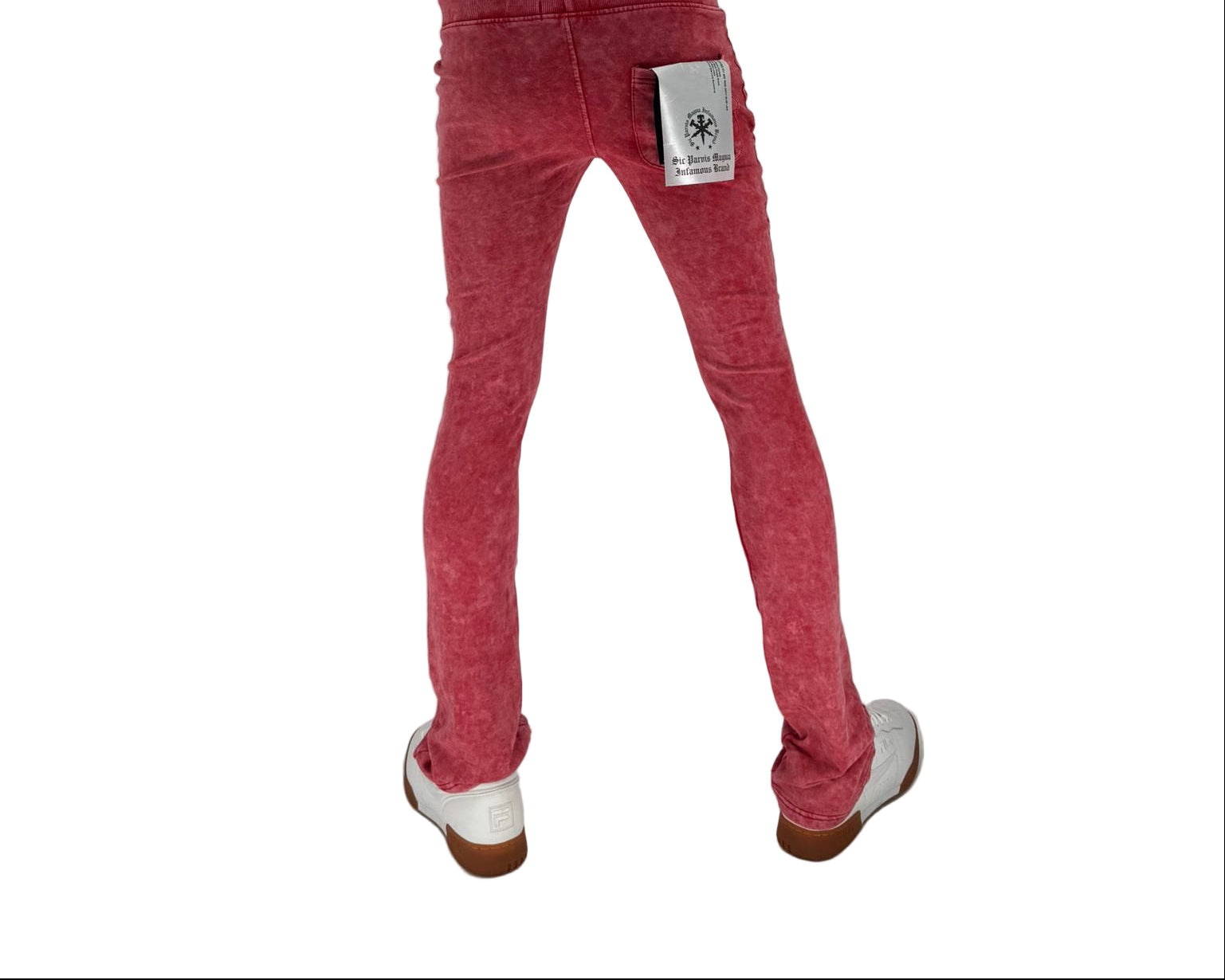 The INFAMOUS Basic Tie Dye Stack Sweatpant (Red) brings bold color and comfort together in a standout stacked-leg design. 