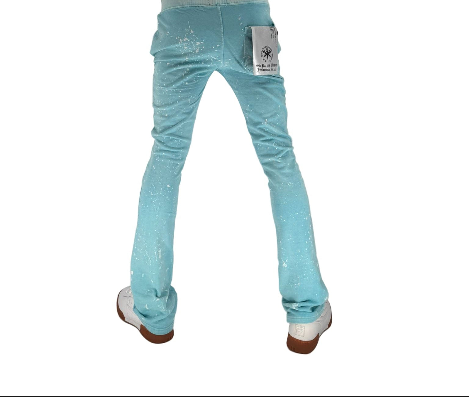 The INFAMOUS Basic Tie Dye Stack Sweatpant (Tiffany Blue) brings bold color and stacked-leg style together in a standout casual piece.