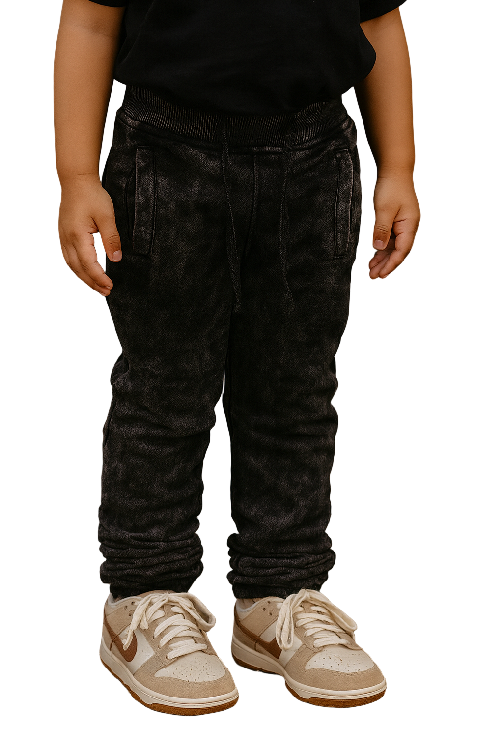 Elevate your child’s streetwear game with the Kids Tie Dye Stacked Pants (Black) — a perfect mix of comfort, style, and urban edge. 