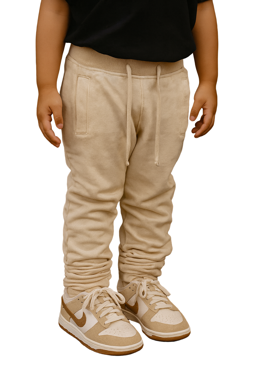 Keep your little one looking effortlessly stylish with the Kids Tie Dye Stacked Pants (Eggshell) — a perfect blend of comfort and modern streetwear appeal