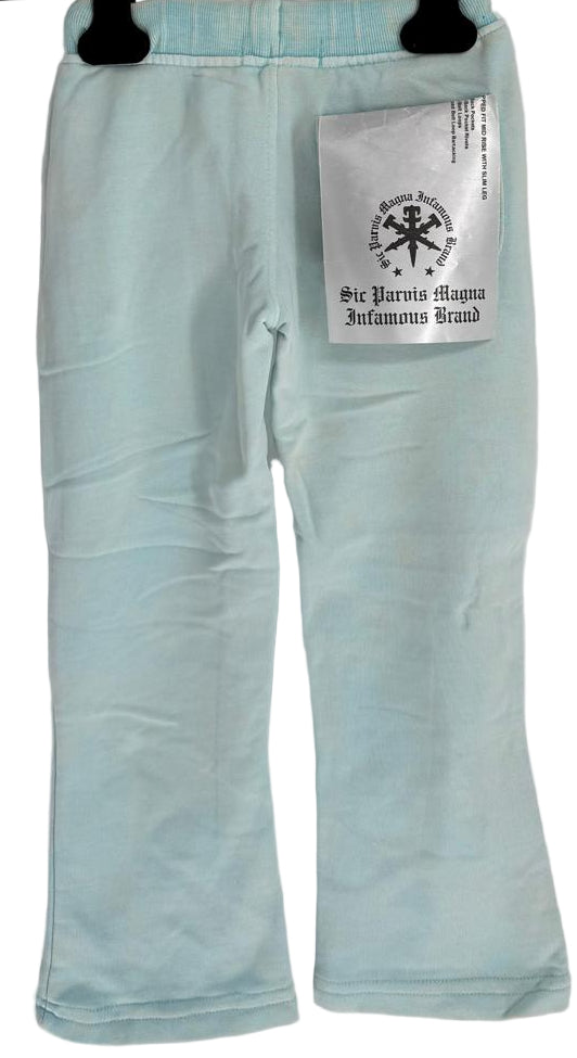 Bring vibrant street style to your kid’s wardrobe with our Kids Tie Dye Stacked Pants in Tiffany Blue